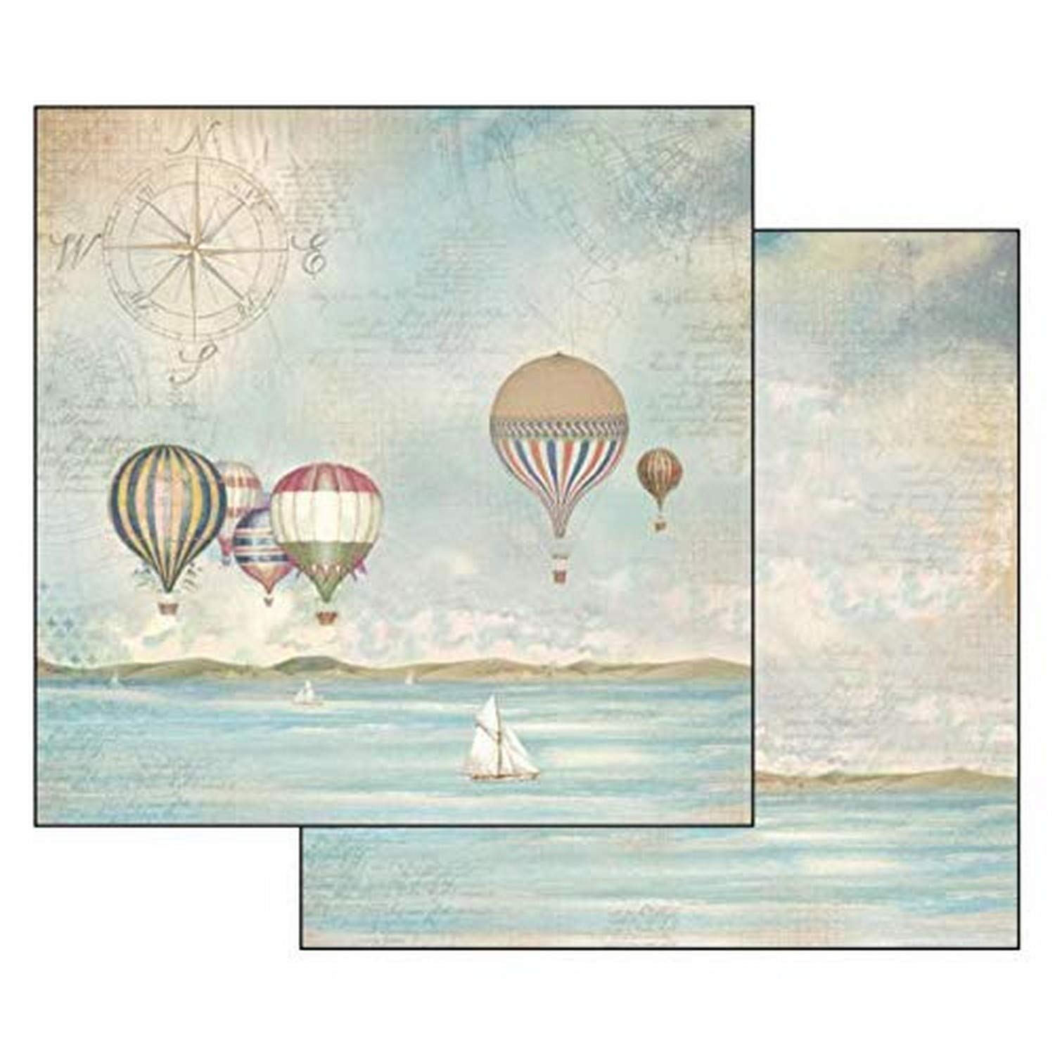 Stamperia Intl 12x12 Inch Sea Land Balloons Double-Sided Cardstock Paper - Vibrant Multicolor Scrapbooking & Card Making Supplies for DIY Crafts, Invitations, Journals