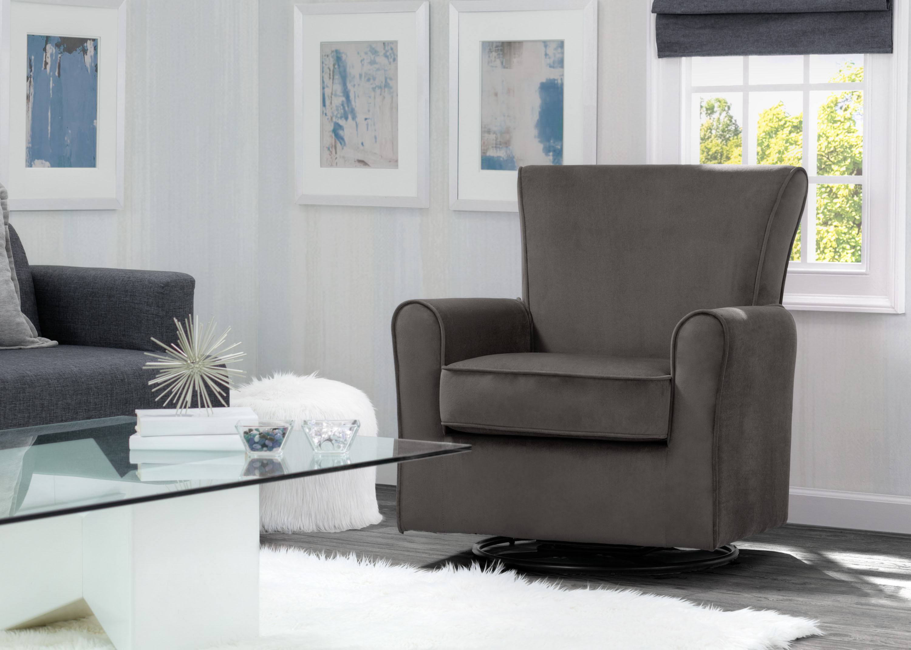 Elena Nursery Glider Swivel Rocker Chair - Comfortable Baby Rocking Chair for Breastfeeding & Nursery Room - Perfect for Nursing, Reading & Soothing Baby to Sleep