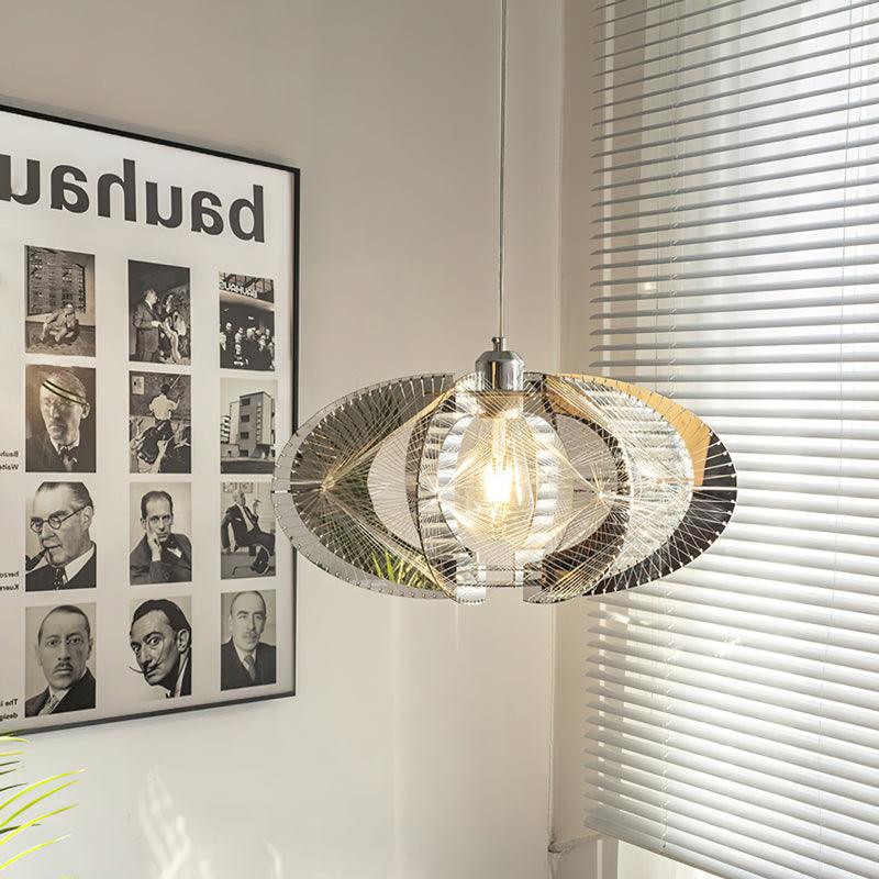 Modern Fish Thread Pendant Lamp - Handmade Rattan Hanging Light Fixture for Living Room, Bedroom, Dining Room & Patio Decor | Boho Coastal Home Lighting