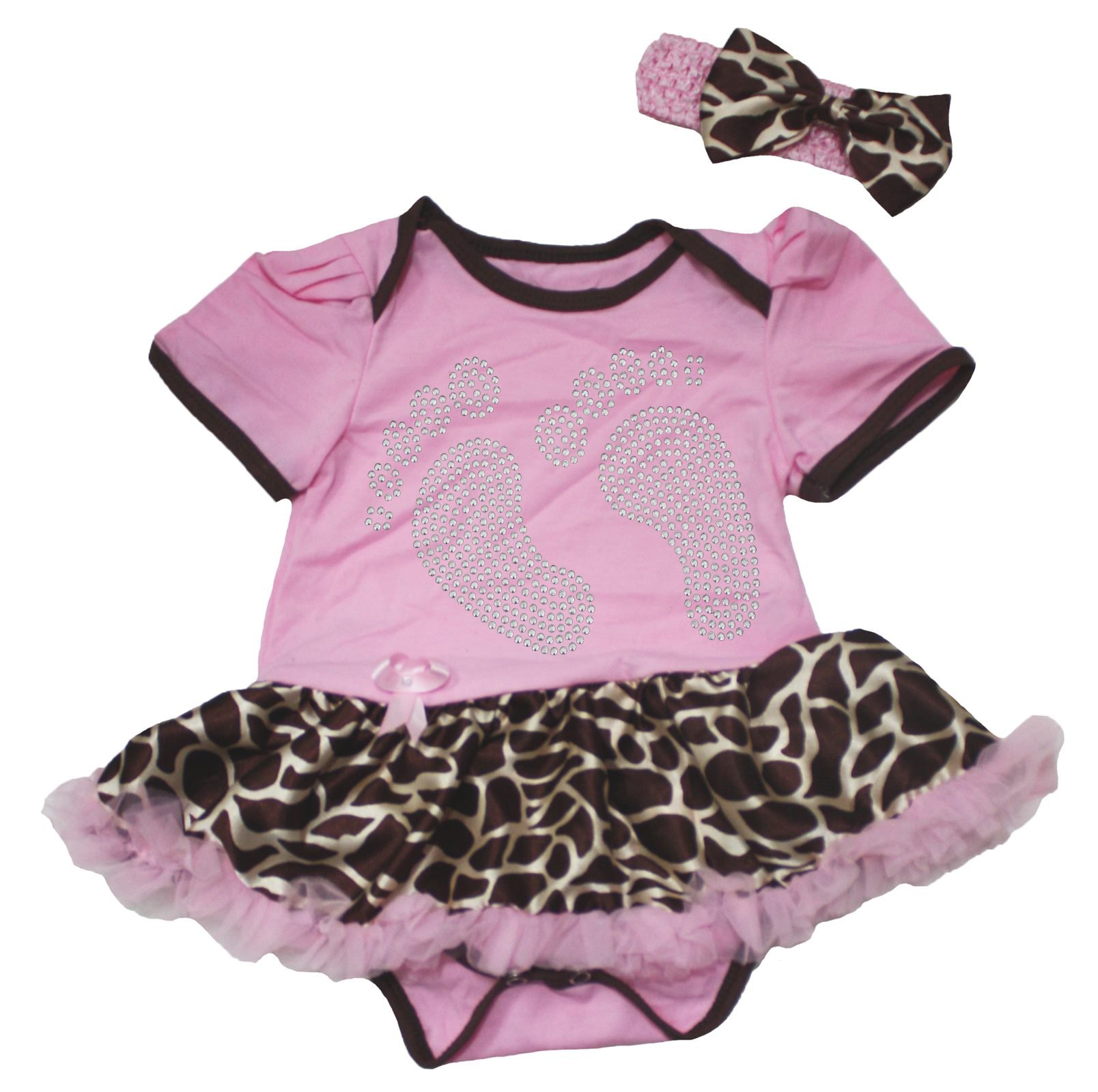 Petitebella Baby Girl Dress with Bling & Giraffe Print - Pink Tutu Romper Bodysuit (Newborn to 18 Months) | Perfect for Birthday Parties, Photo Shoots & Special Occasions