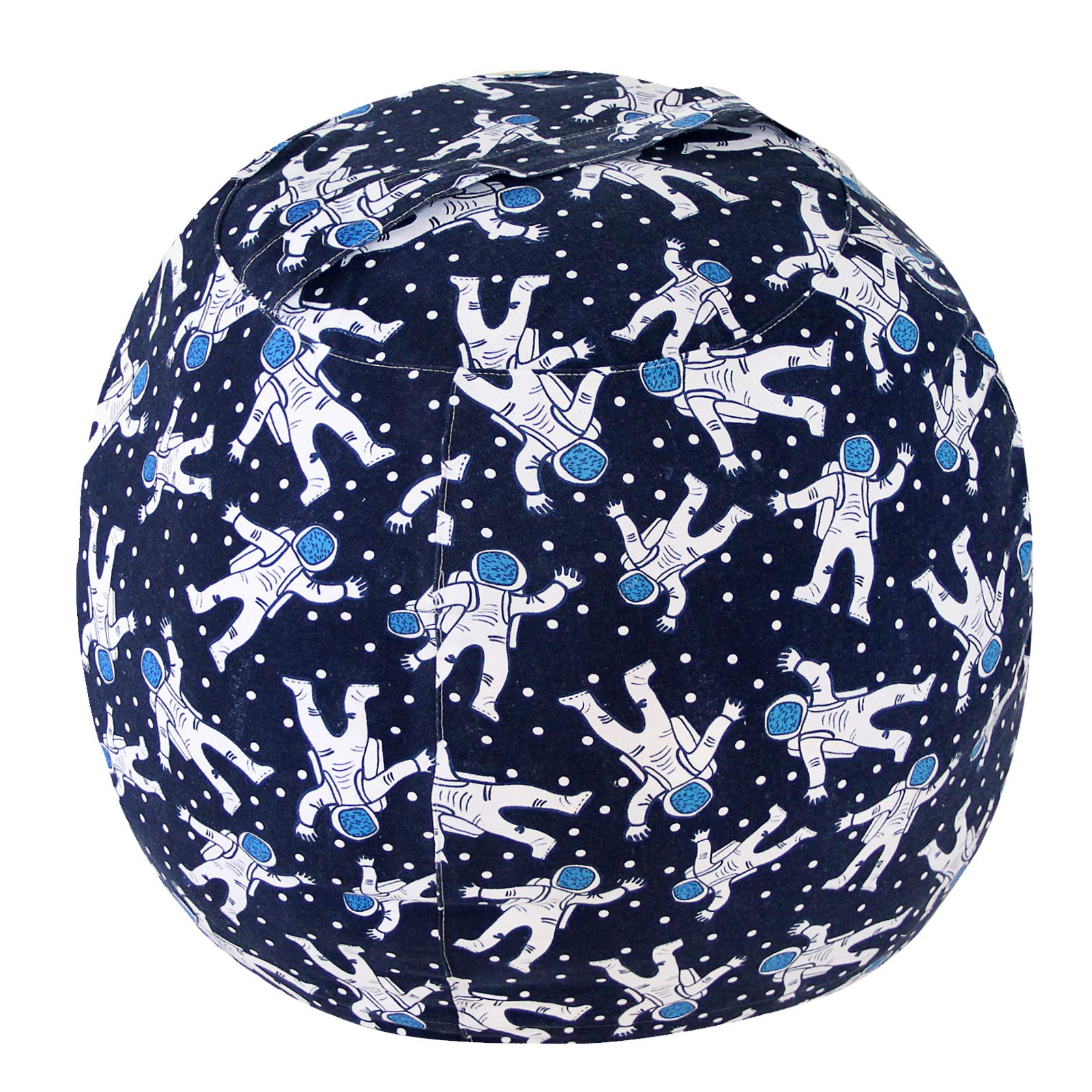 Miaowater 2-Pack Stuffed Animal Storage Bean Bag Chair Cover - Cotton Canvas Organizer with Zipper for Kids & Adults Room - Blue Astronaut Design 24 Inch - Perfect for Playroom, Bedroom & Dorm Organization