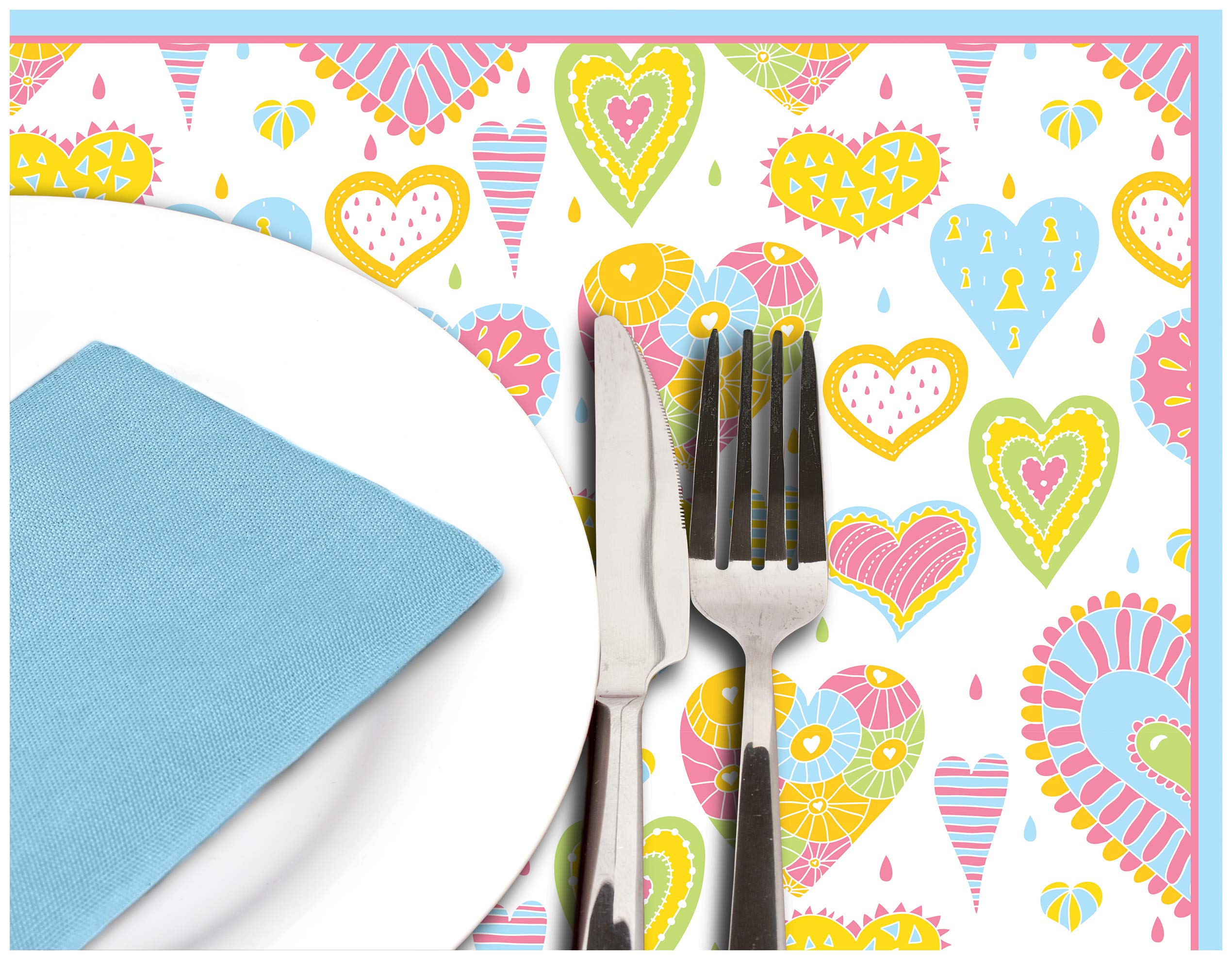 24-Piece Disposable Floral Paper Placemats Set - 16.5
