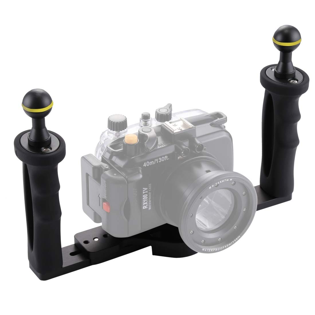 PULUZ Dual Handle Aluminum Alloy Handheld Stabilizer Diving Tray for GoPro Hero 11/10/9/8/7/6/5, Session, Xiaoyi & DSLR Cameras - Underwater Photography Gear for Scuba Diving, Snorkeling & Action Sports