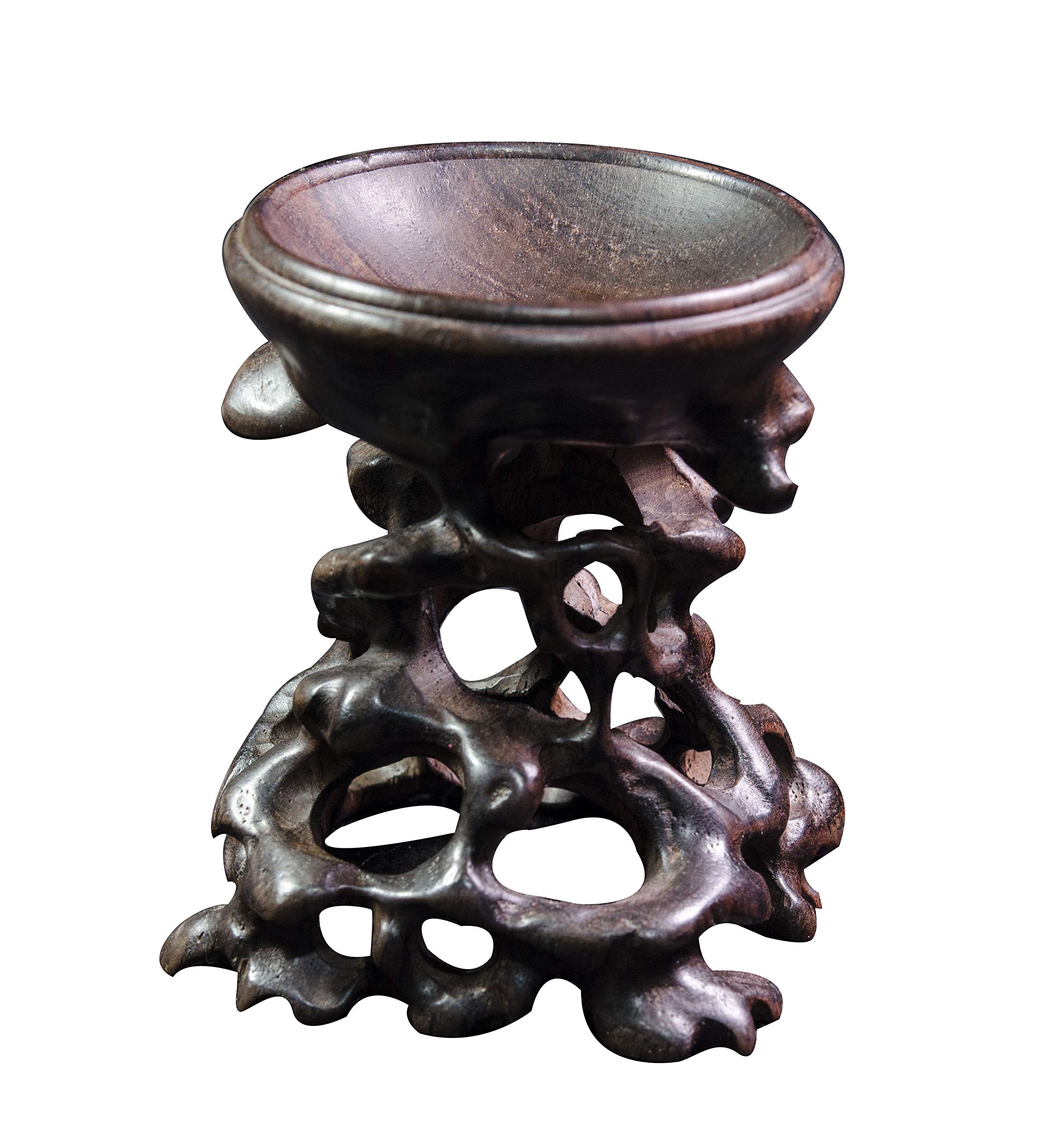 Wholesale Hand Carved Round Hollow-Out Burlywood Crystal Sphere Gemstone Ball with Wood Stand Base - Large Size (Stand-C-Large) | Perfect for Home Decor, Meditation, Feng Shui & Crystal Healing