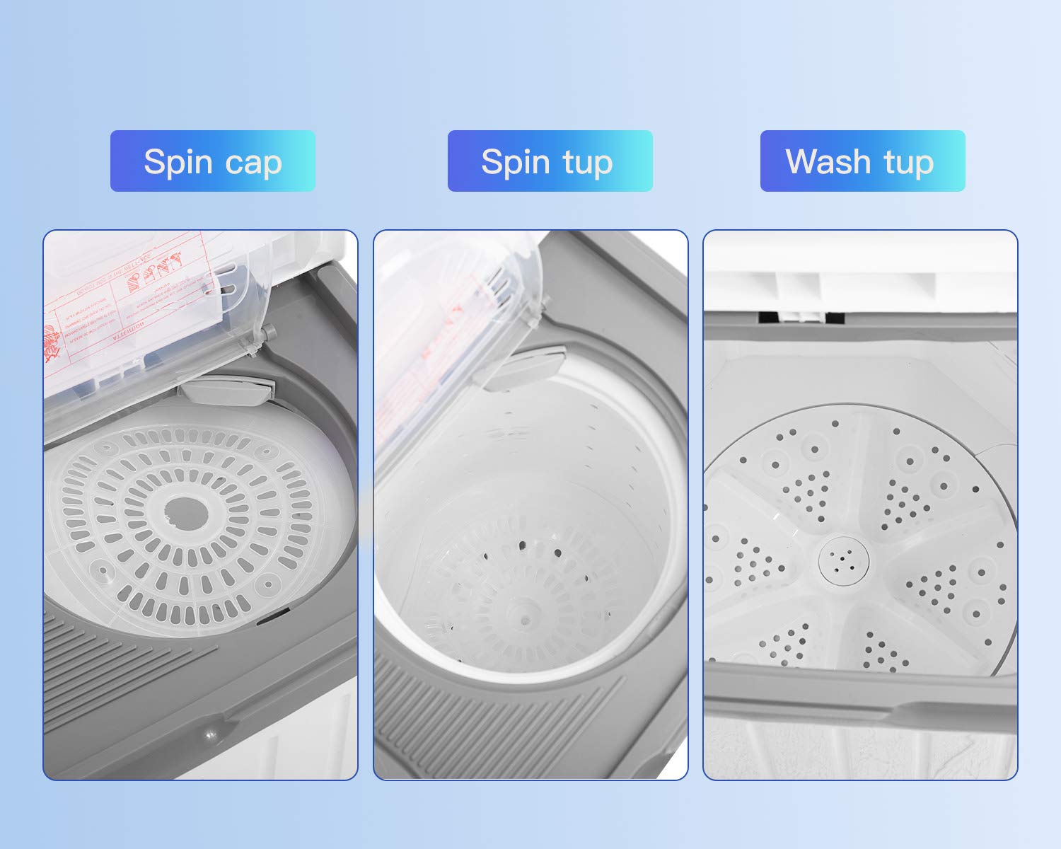 Portable Washing Machine - 10lbs Capacity Mini Twin Tub Washer with Spin Dryer, Compact & Lightweight Laundry Solution for Apartments, Dorms, Camping & RV - Perfect for Small Spaces & Travel
