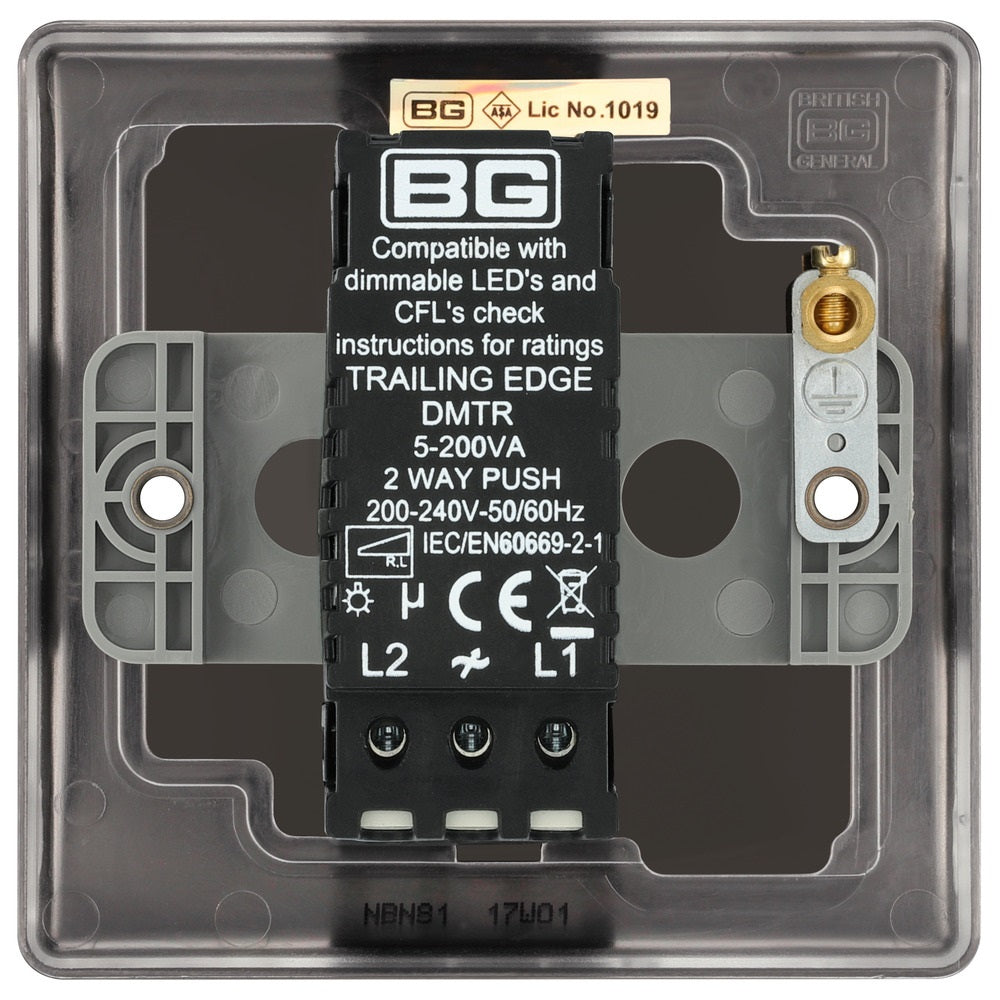 BG Nexus Metal Black Nickel 1G Dimmer Switch NBN81 - Modern Light Control for Home, Office & Commercial Spaces