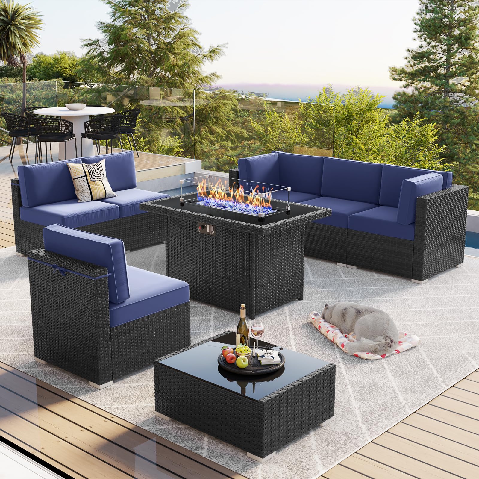 8-Piece Outdoor Patio Furniture Set with 44