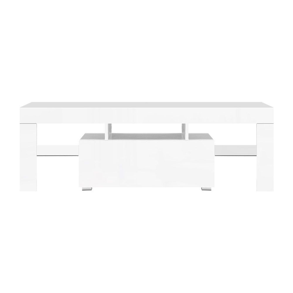 Artiss 130cm White LED TV Stand Entertainment Unit with Storage - Perfect for Living Room, Bedroom & Home Theater Setup