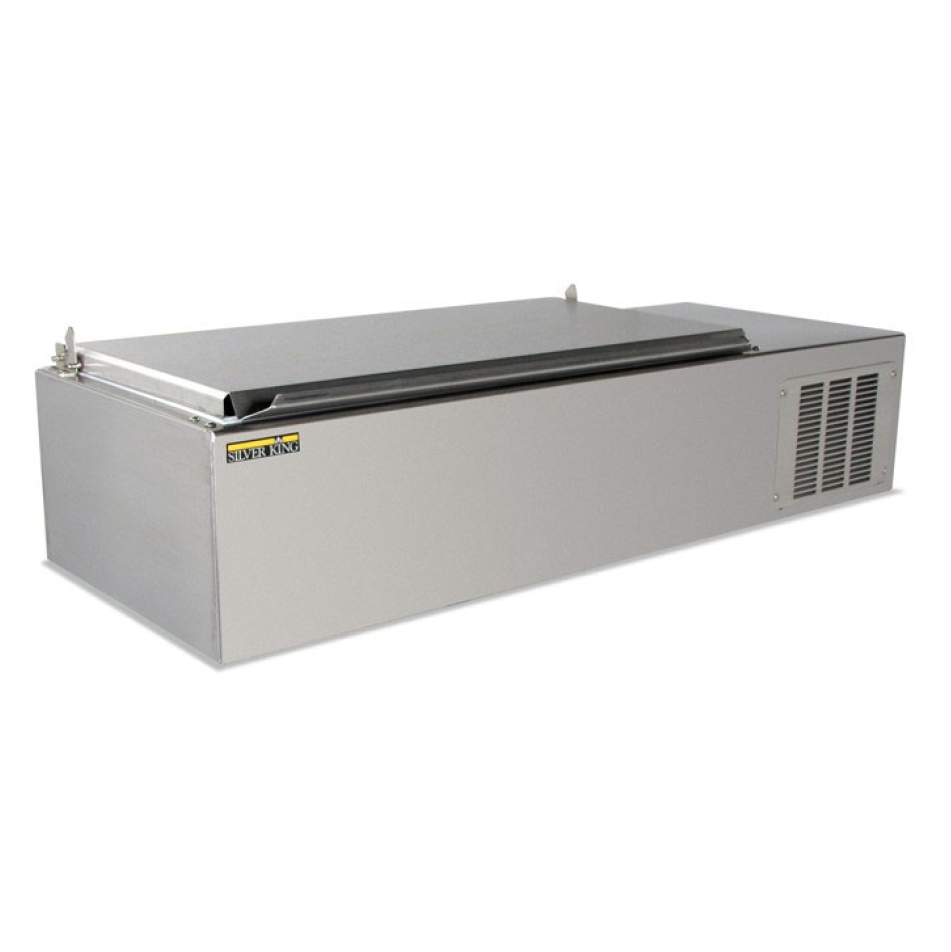 Silver King 57 Countertop 12 Pan Refrigerated Prep Rail - Commercial Kitchen Food Prep Station for Restaurants, Delis & Catering Services