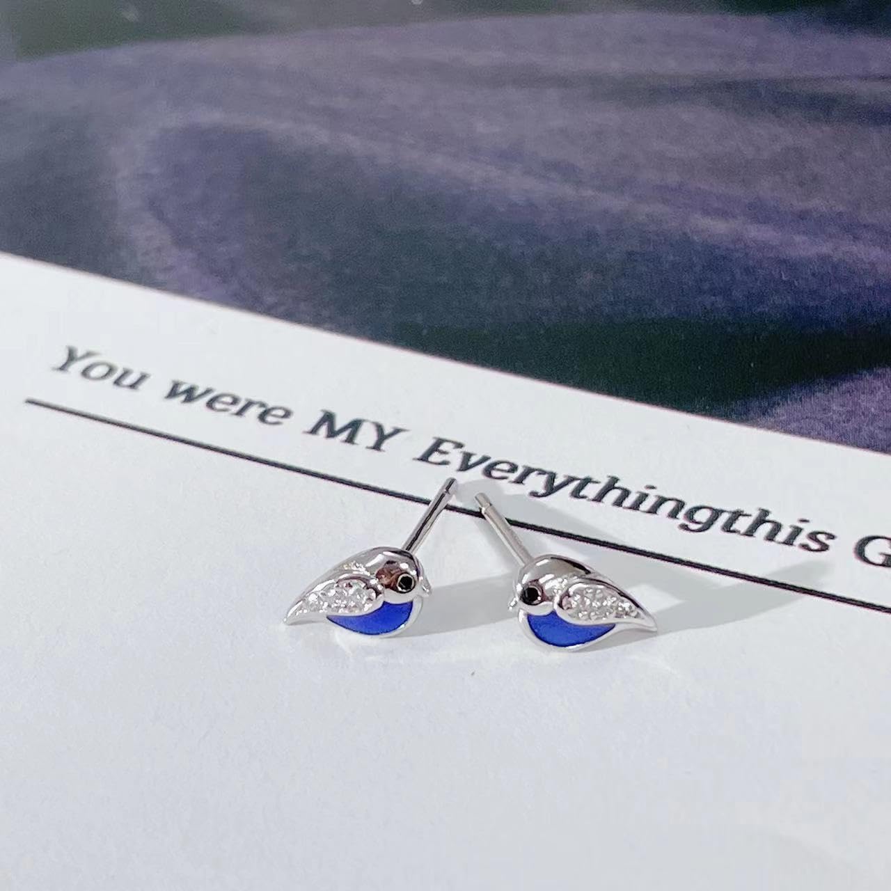 Kokoma Tiny Bird Stud Earrings for Women & Girls - 925 Sterling Silver Cubic Zirconia Cartilage Earrings - Hypoallergenic Tragus Studs - Perfect for Daily Wear, Gifts & Special Occasions