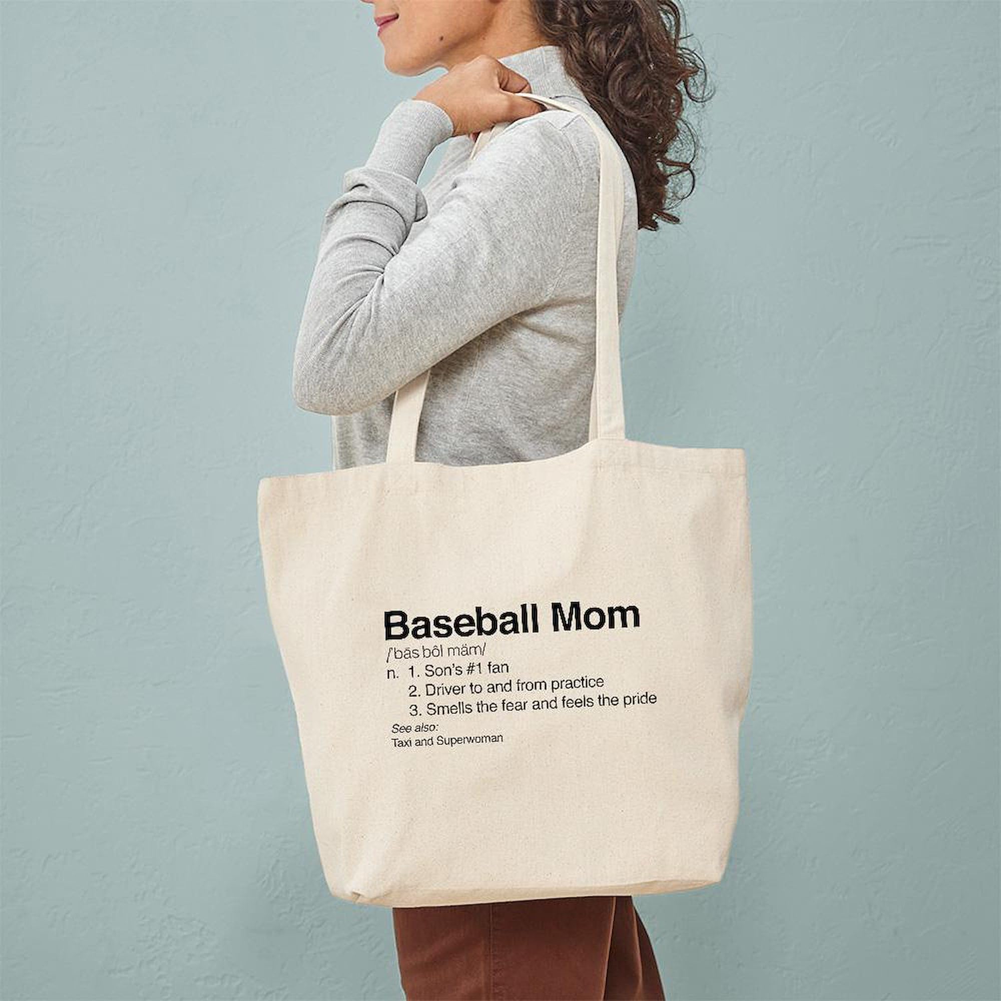 Baseball Mom Tote Bag - Natural Canvas Reusable Shopping Bag for Baseball Games, Groceries & Daily Use | Eco-Friendly & Durable