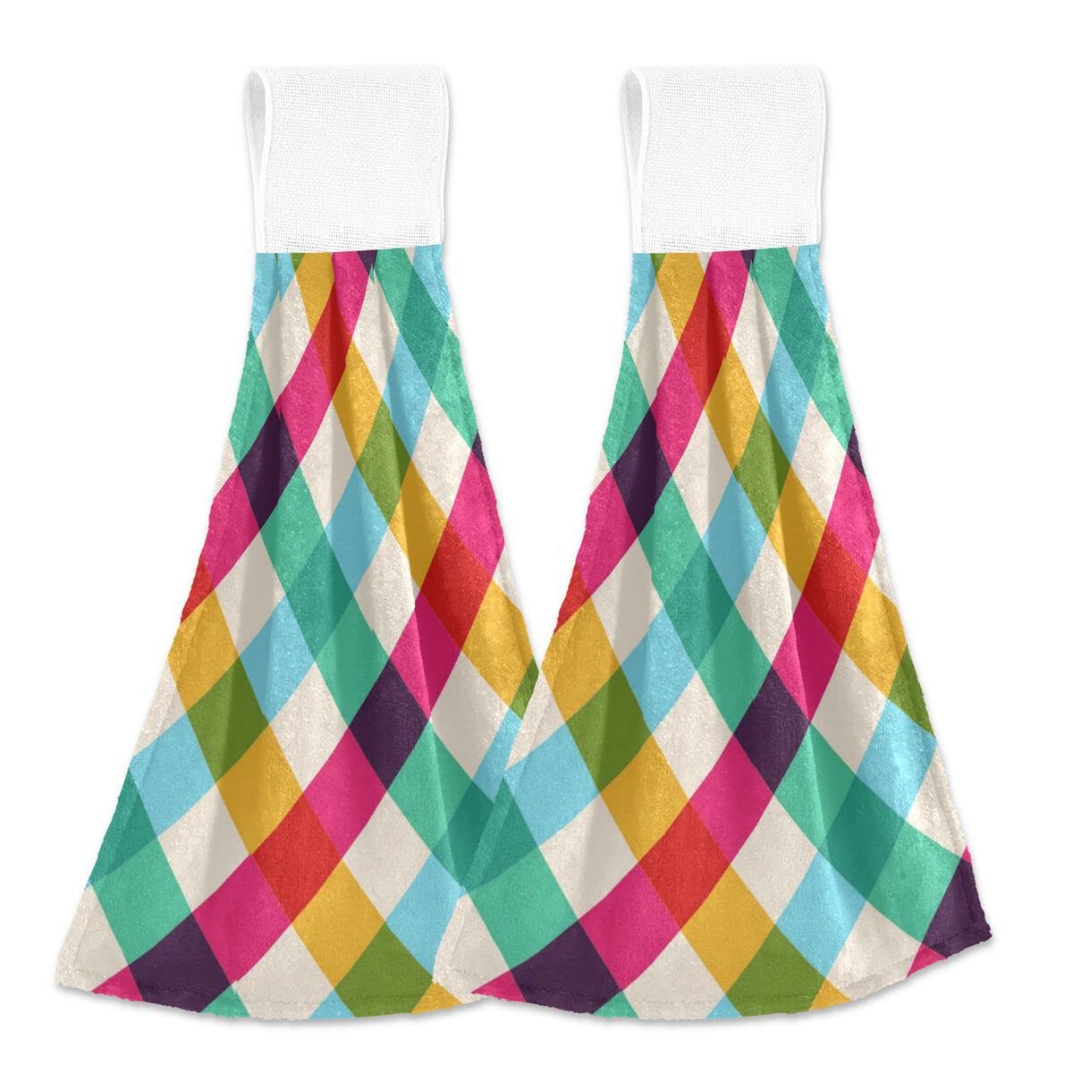 Giwawa Mid-Century Modern Geometric Pattern Yellow & Teal Hand Towel - Super Soft, Absorbent, Reusable - Perfect for Kitchen, Bathroom, Bar & Tea Towel - Washable Decorative Cloth for Home Decor