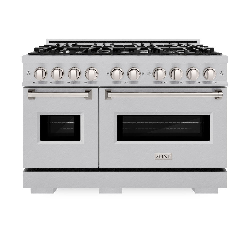 ZLINE 48-Inch 6.7 cu. ft. Classic Double Oven Gas Range with 8-Burner Cooktop in Satin Stainless Steel (CGRS 48) - Perfect for Large Kitchens & Entertaining