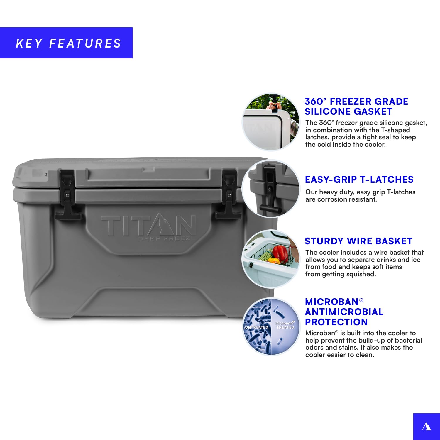 Titan Hard Ice Chest Cooler - Heavy Duty Roto-Molded Cooler with Microban Protection & Deep Freeze Insulation for Camping, Fishing, Tailgating & Outdoor Adventures