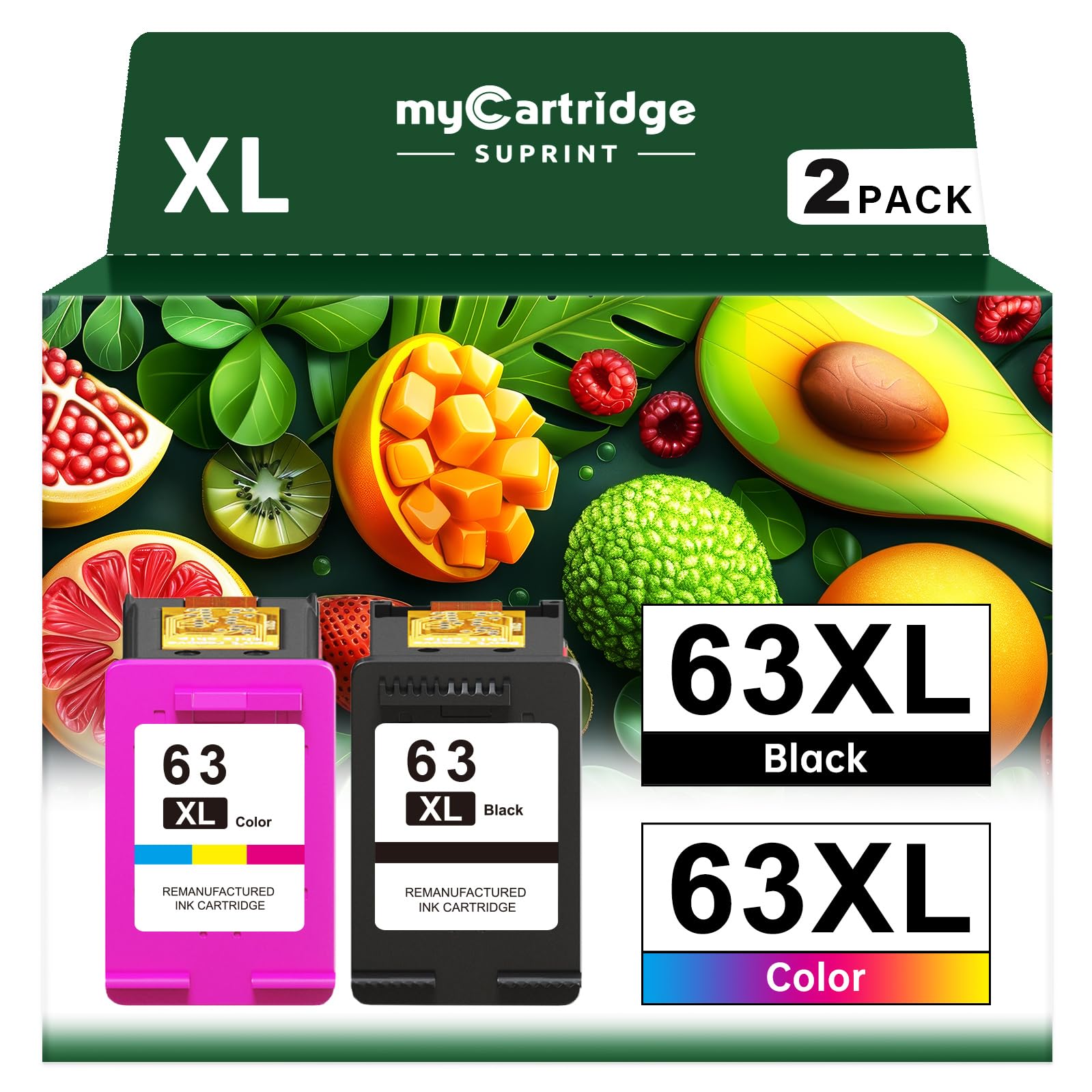 myCartridge SUPRINT 63XL Ink Cartridges - Black & Color Combo Pack (Replacement for HP 63/63XL) - Compatible with OfficeJet 5255, 4650, 3830, 5258, 4652 & Envy 4520, 4512 Printers - High-Quality Printer Ink for Home Office & School Printing Needs