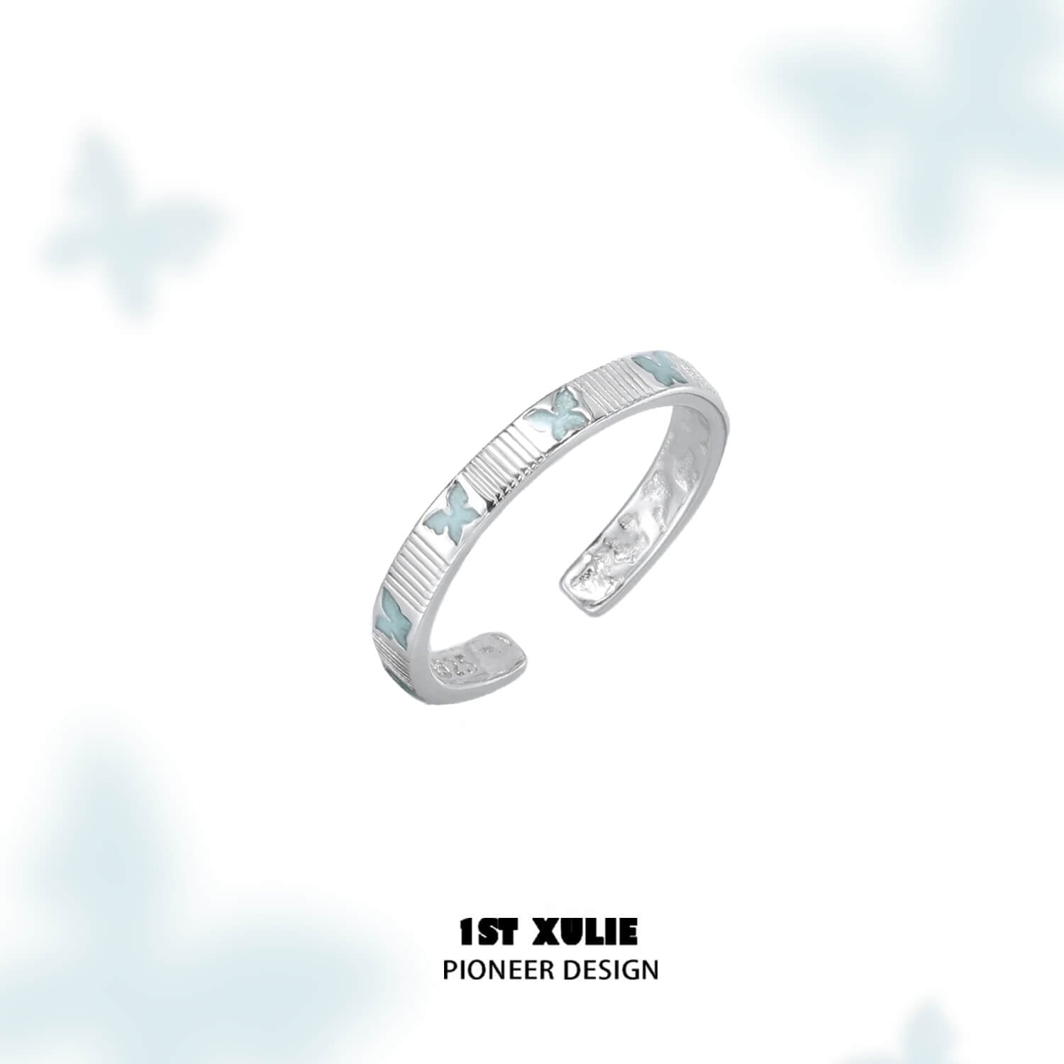 Whiterfly S925 Sterling Silver Logo Basic Rings for Women & Men - Minimalist Stackable Band for Everyday Wear, Gift Giving & Special Occasions