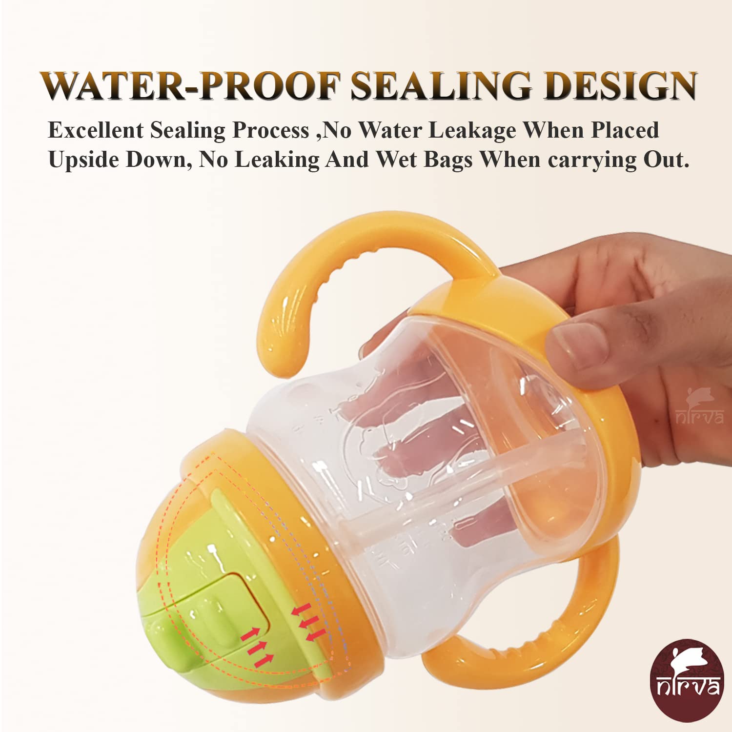 NIRVA Classic Baby Sippy Cup with Easy-Grip Handle - Leak-Proof Spout Water Bottle for Toddlers & Infants (Yellow) | Perfect for Daycare, Travel & On-the-Go Hydration