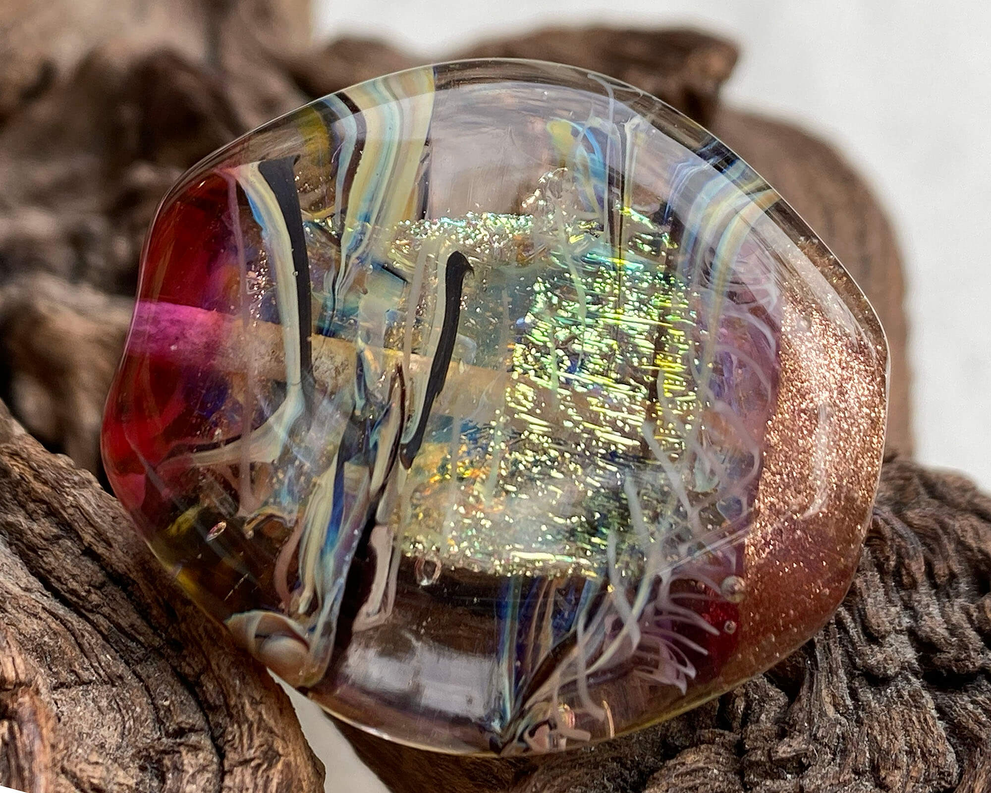 Rose Gold Shimmer Lampwork Glass Focal Bead for Jewelry Making - DIY Bracelet, Necklace & Craft Projects - Perfect for Handmade Gifts & Boho Accessories