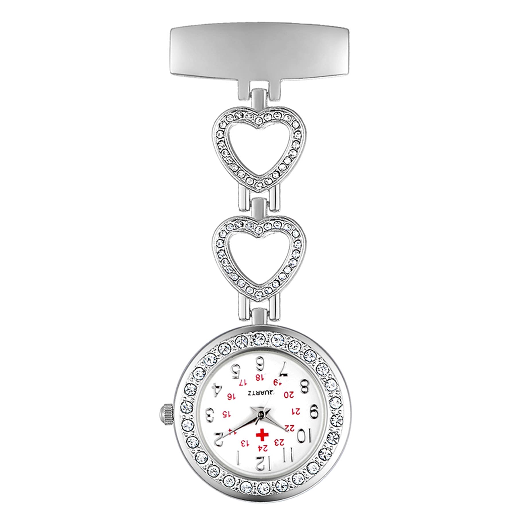 Avaner Women's Stainless Steel Quartz Nurse Watch - Flower Shape Pin on Fob Watch with Second Hand - Perfect for Nursing, Medical Professionals & Vintage Fashion Enthusiasts