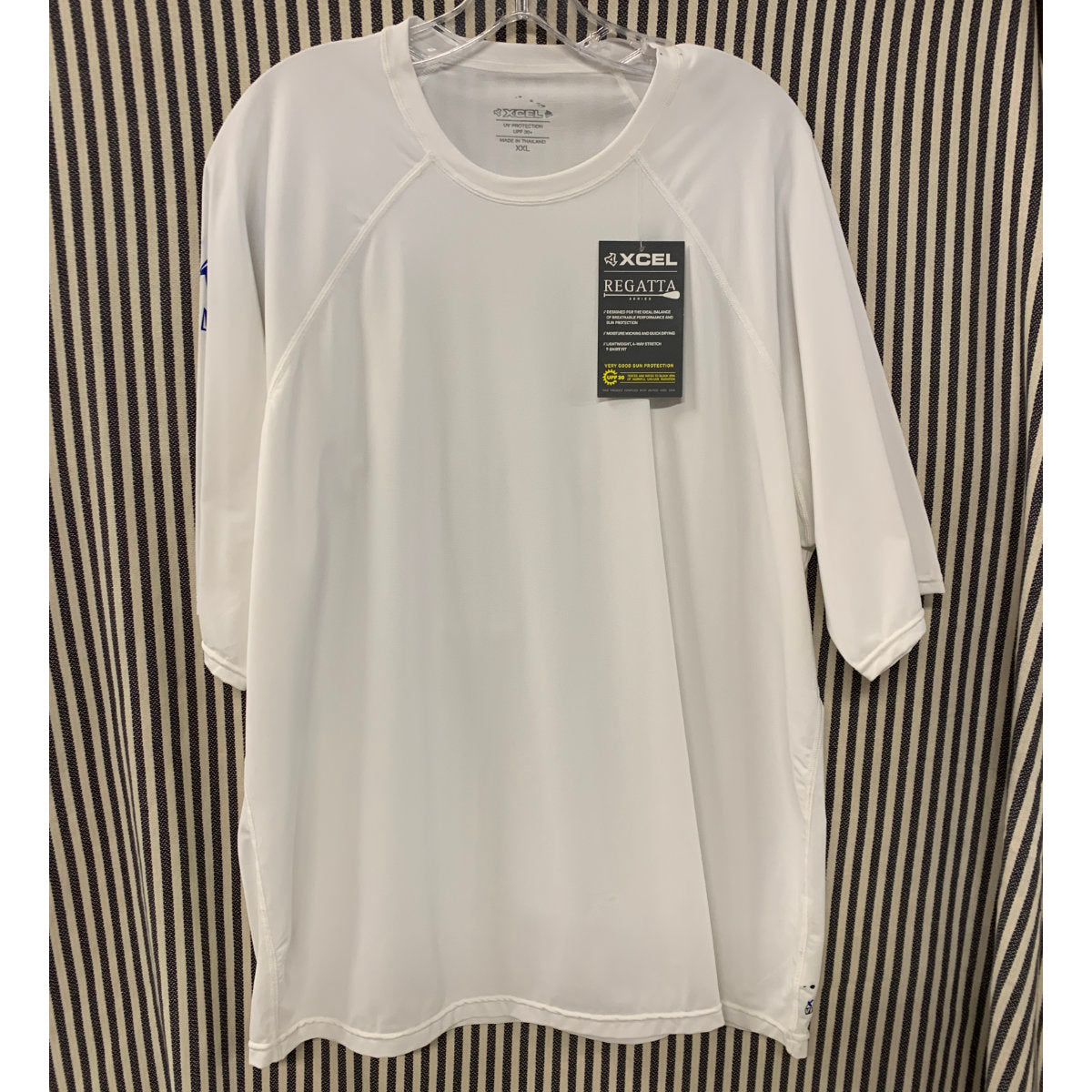 Men's Xcel Regatta Short Sleeve Rash Guard Shirt - White - UPF 50+ Sun Protection for Surfing, Swimming & Outdoor Activities