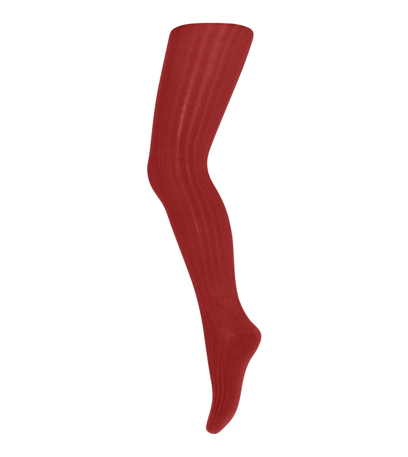 mp Denmark Women's Cotton Ribbed Tights - Soft Stretchy Tomato Red Leggings for Yoga, Workout & Casual Wear