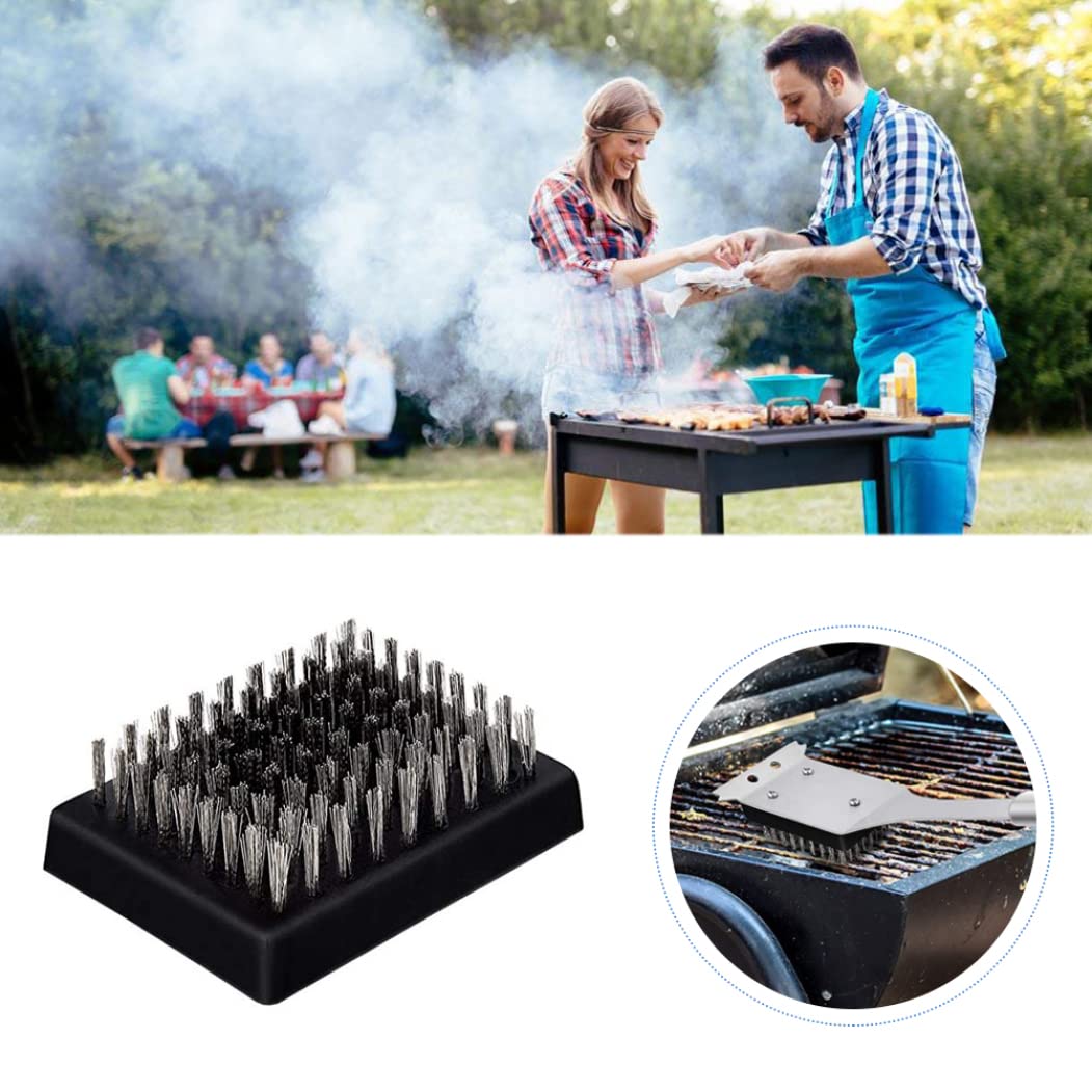 Sanfiyya 4-Piece BBQ Grill Brush Replacement Heads - Heavy Duty Stainless Steel Bristle Cleaning Heads for Charcoal, Gas, and Electric Grills - Perfect for Backyard Cookouts, Camping, and Outdoor BBQs