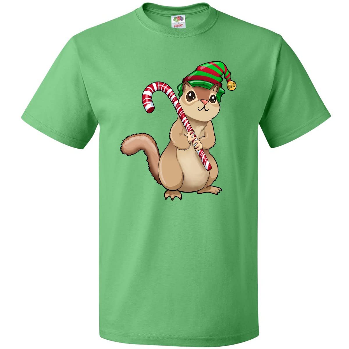 Inktastic Christmas Chipmunk with Candy Cane Graphic T-Shirt - Fun Holiday Gift for Men, Women & Kids - Perfect for Christmas Parties & Family Gatherings