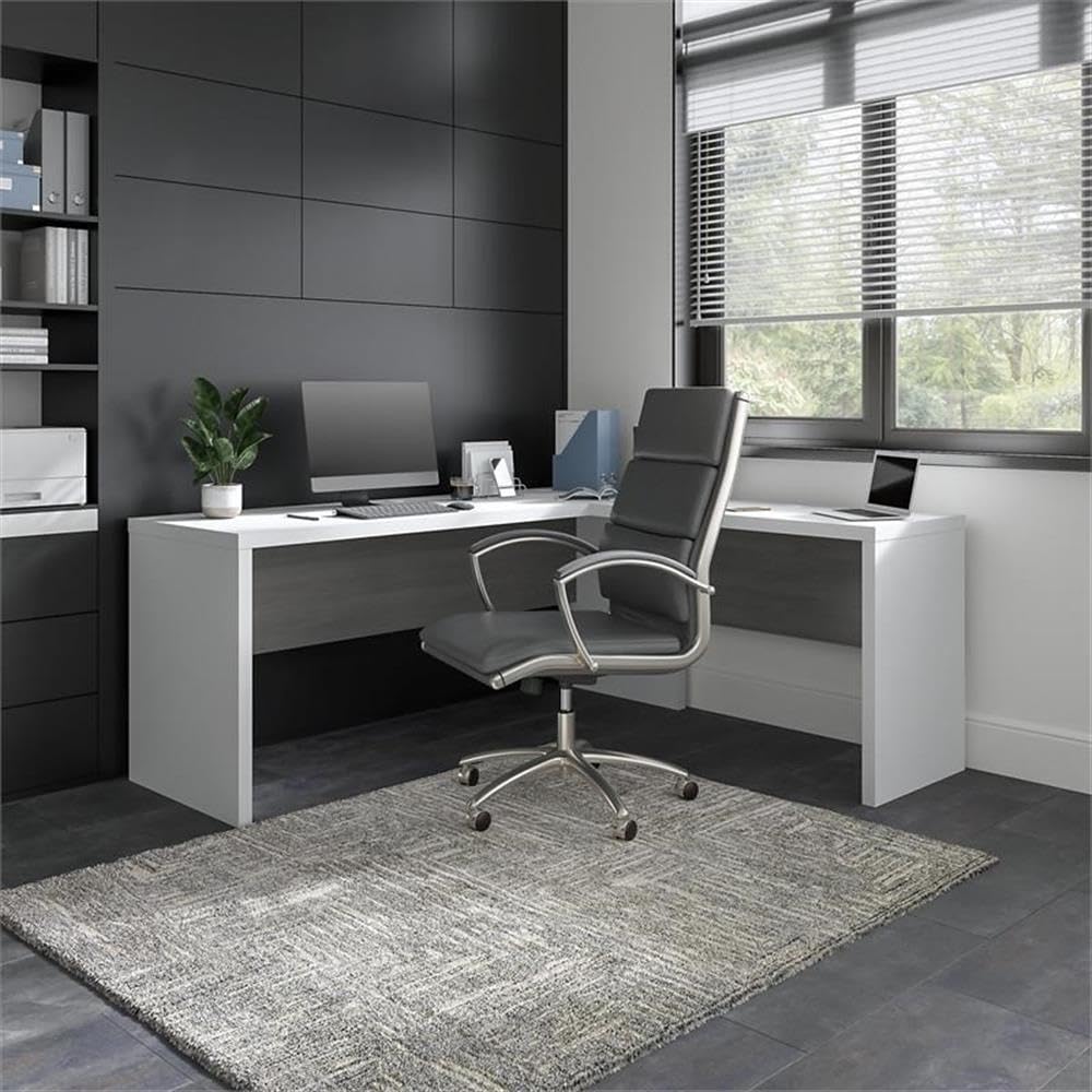 Bush Furniture Echo 72W L-Shaped Computer Desk - Modern White Office Desk (71.97