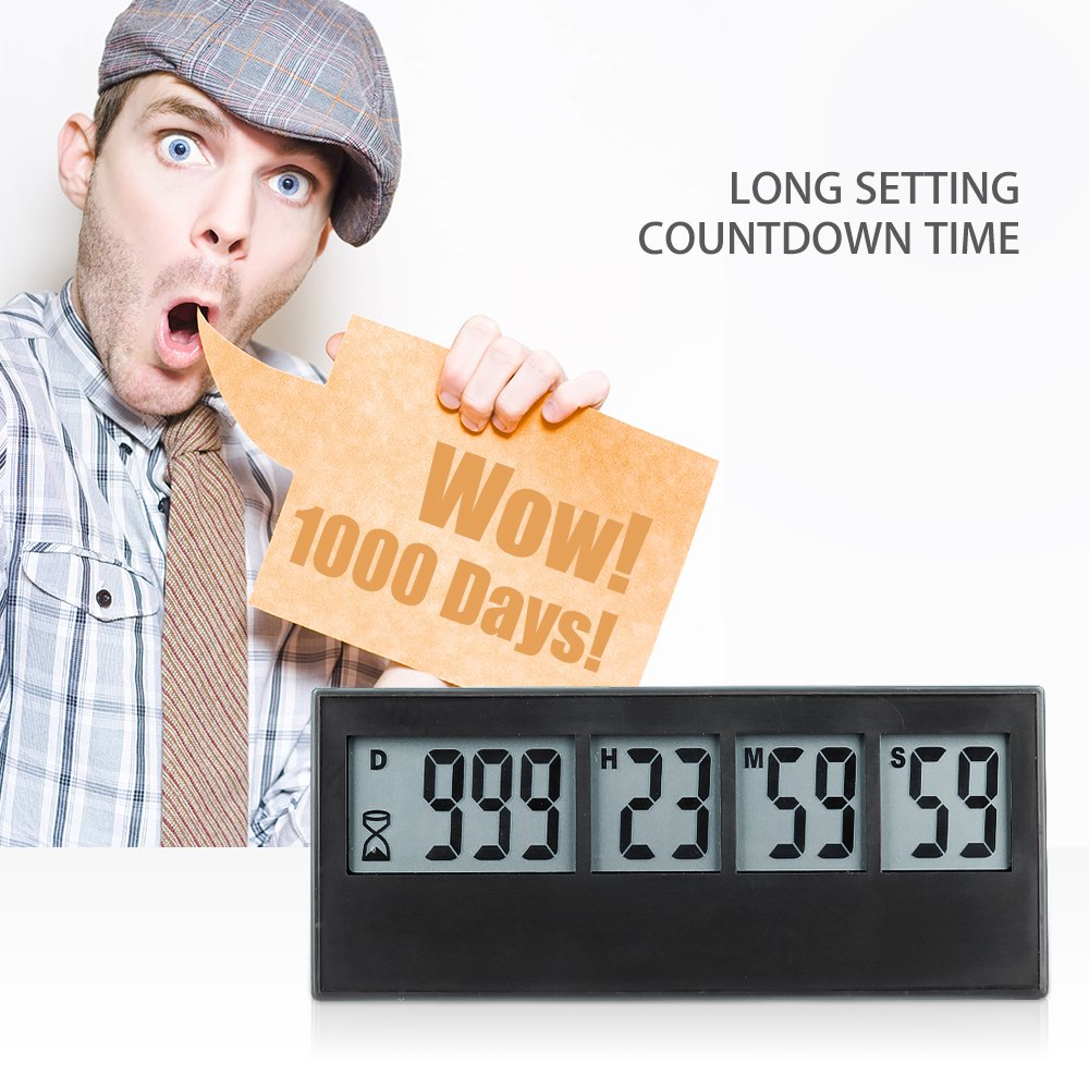 AIMILAR Digital Countdown Timer - 999 Days Large Display with Alarm, for Vacation, Wedding, Retirement, Lab & Kitchen Use | Perfect for Events, Cooking & Scientific Experiments