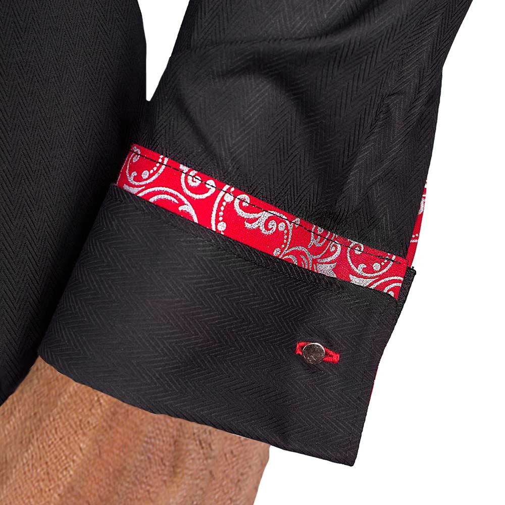 Premium Black & Red French Cuff Dress Shirts for Men - USA Made Formal Business Attire - Perfect for Weddings, Office Meetings & Special Occasions