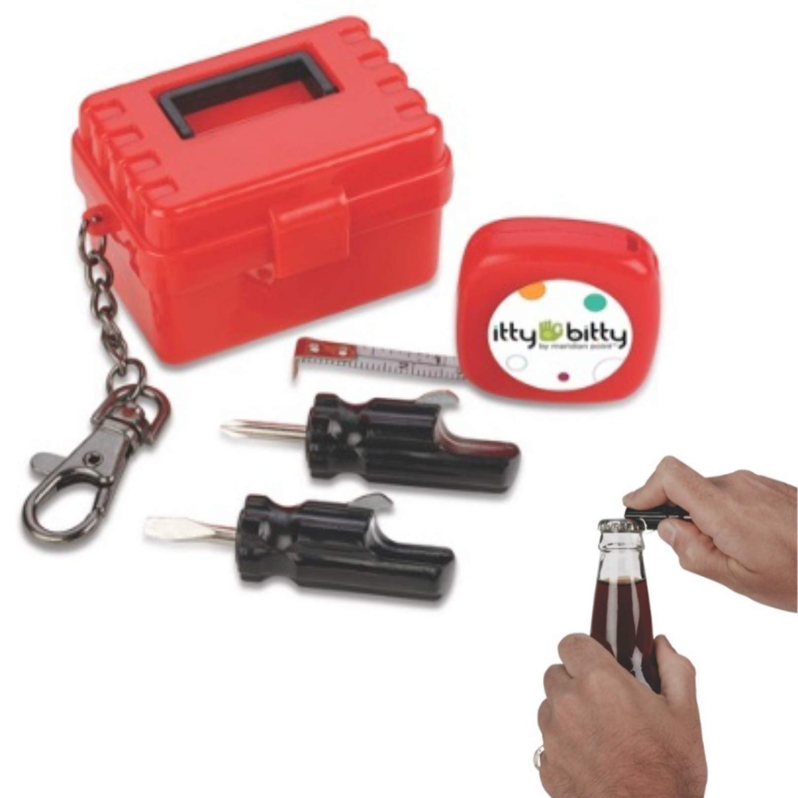 Mini Tool Kit with Tape Measure & Screwdrivers - Compact Red EDC Tool Set with Bottle Opener & Keychain - Perfect for Home Repairs, DIY Projects, Camping, and Everyday Carry