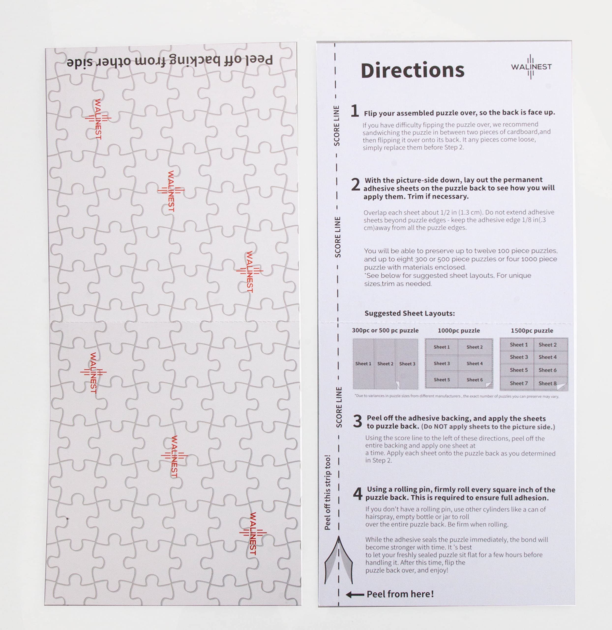 24-Piece Puzzle Glue Sheets Kit - No Mess Puzzle Saver & Frame for 1000-Piece Puzzles | Preserve Finished Puzzles for Display | Perfect for Adults & Large Puzzle Enthusiasts | WALINEST