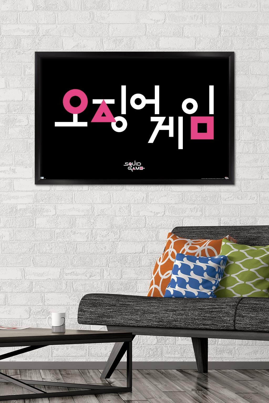 Trends International Netflix Squid Game Korean Logo Wall Poster - 22.375x34 Inches Black Framed Art Print - Perfect for Home Theater, Game Room & K-Drama Fan Decor