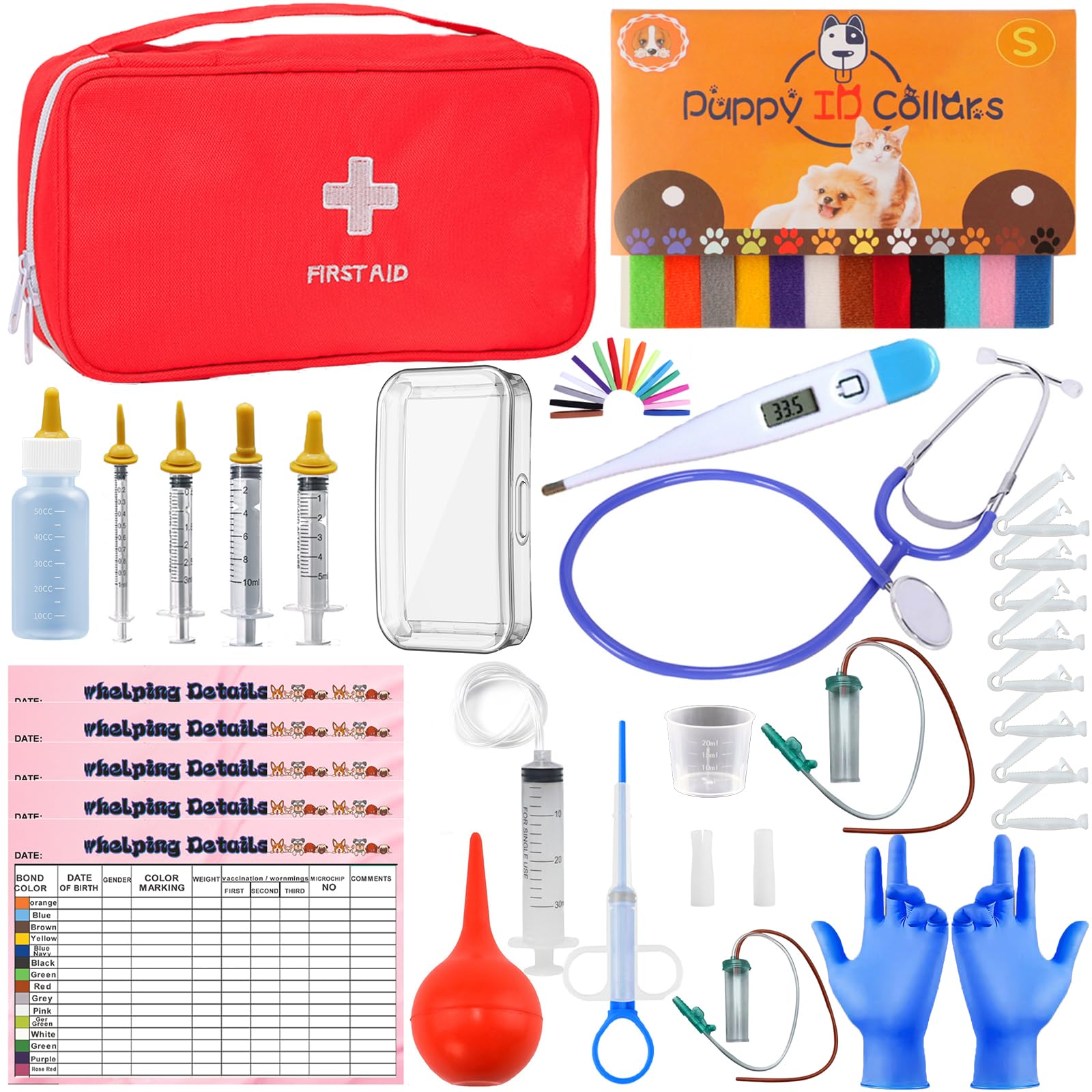 Kewen Puppy & Kitten Whelping Kit - Complete Newborn Pet Care Supplies for Dog & Cat Birth, Feeding & Nursing | Essential for Breeders, Vet Clinics & Pet Owners