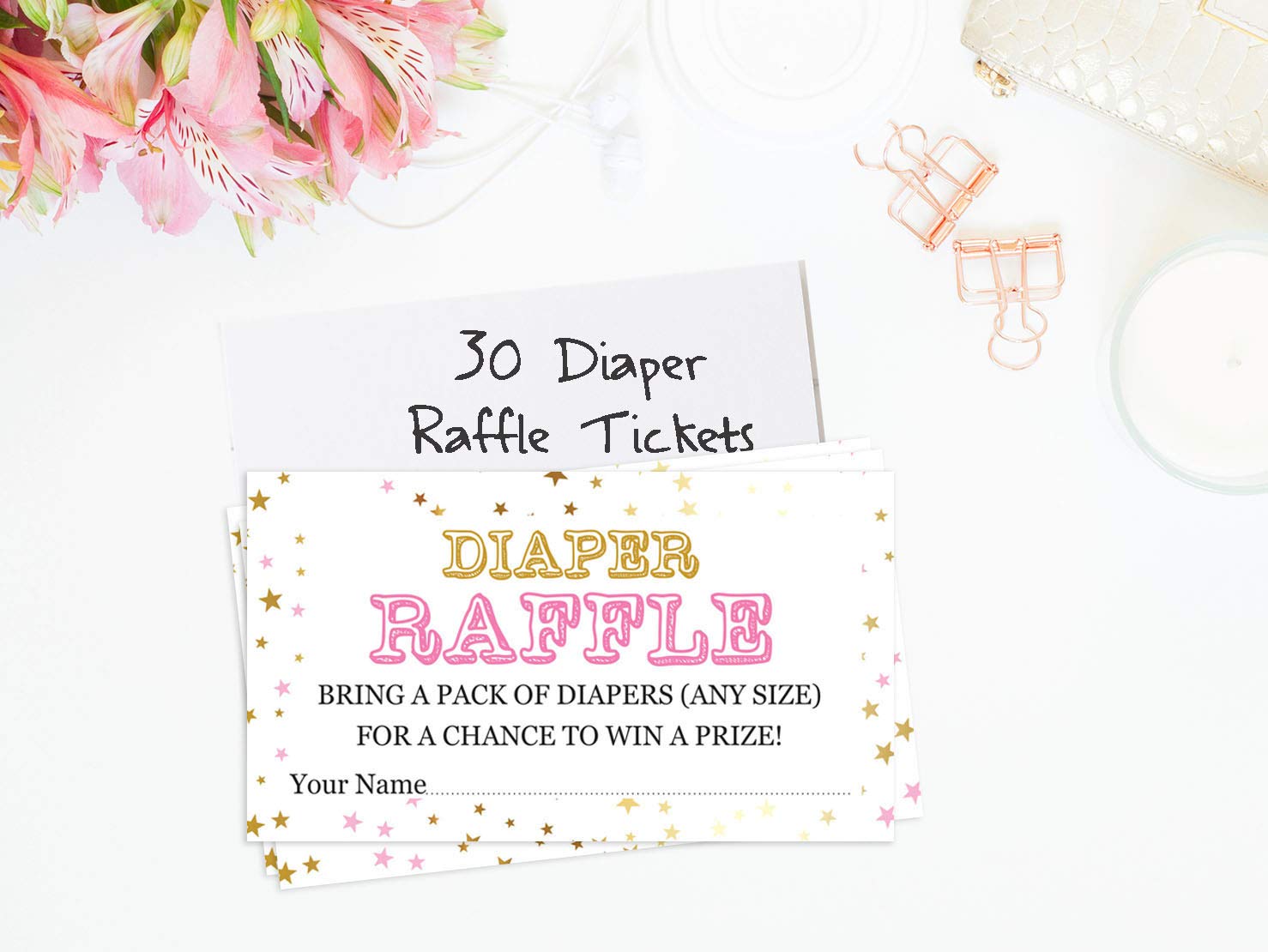 30 Pack Baby Shower Diaper Raffle Tickets - Gender Neutral Lottery Insert Cards for Baby Shower Games & Party Supplies - Bring Diapers to Win Prizes - Perfect for Gender Reveal, Baby Registry Events & Newborn Celebration Gifts