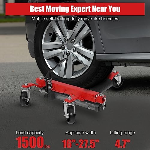 GARVEE 1500lbs Heavy Duty Car Wheel Dolly - Vehicle Positioning Skates with Ratcheting Foot Pedal Lift for Mechanics & Auto Repair | Perfect for Garage, Workshop & Tire Changes