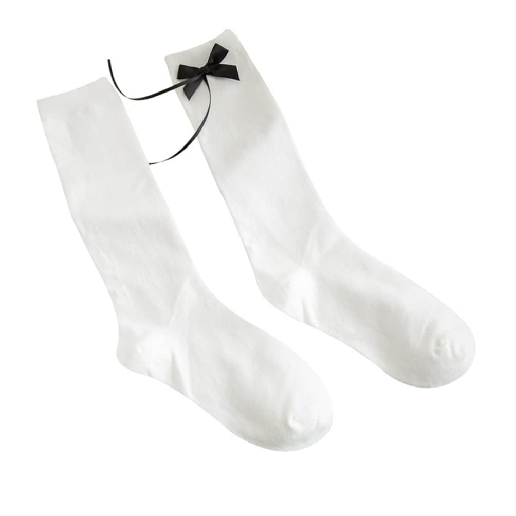 VALICLUD Women's Winter Knee High Socks - 1 Pair Cotton Uniform Socks with Bowknot, Japanese Style Knee-Length Stockings for Girls, Teens & Students - Perfect for School Uniforms, Cosplay & Winter Outfits