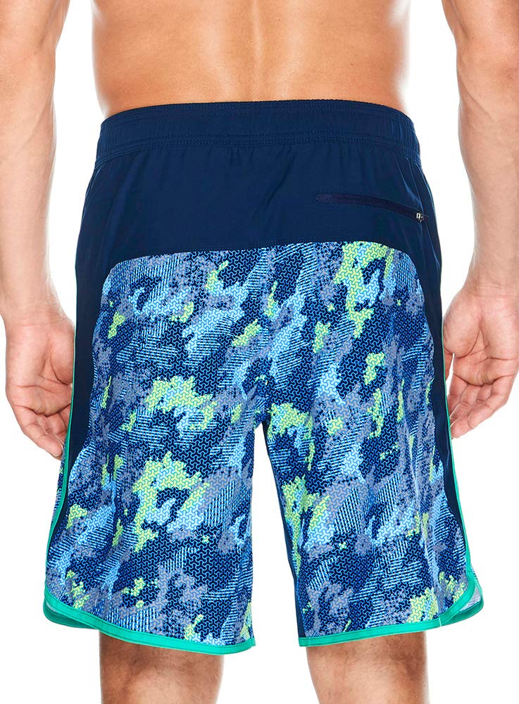 **Reebok Men's Jacquard Swim Board Shorts - Quick-Dry, Comfortable Swim Trunks for Beach, Pool & Surfing - Blue, Medium**