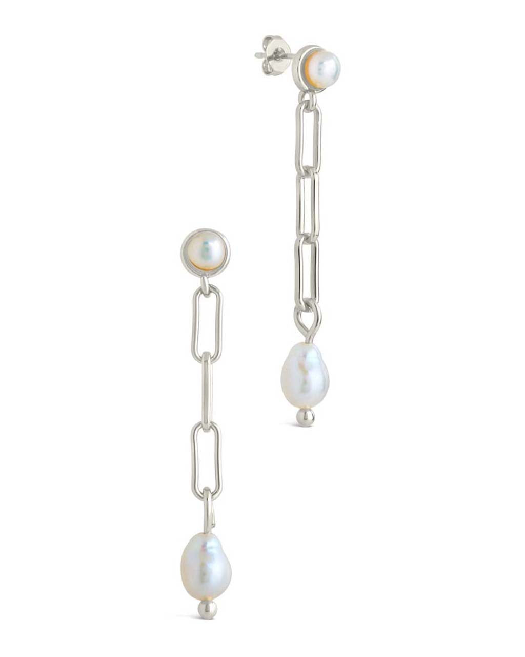 Fayelynn Pearl and Chain Drop Stud Earrings for Women - Elegant Dangle Earrings for Party, Wedding, and Everyday Wear