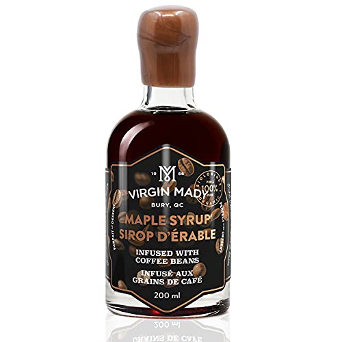 Organic Canadian Maple Syrup 200ml (6.76 oz) - Grade A Pure Maple Syrup with Coffee Infusion - Perfect for Pancakes, Waffles & Cocktail Mixing - Non-Alcoholic Beverage Enhancer
