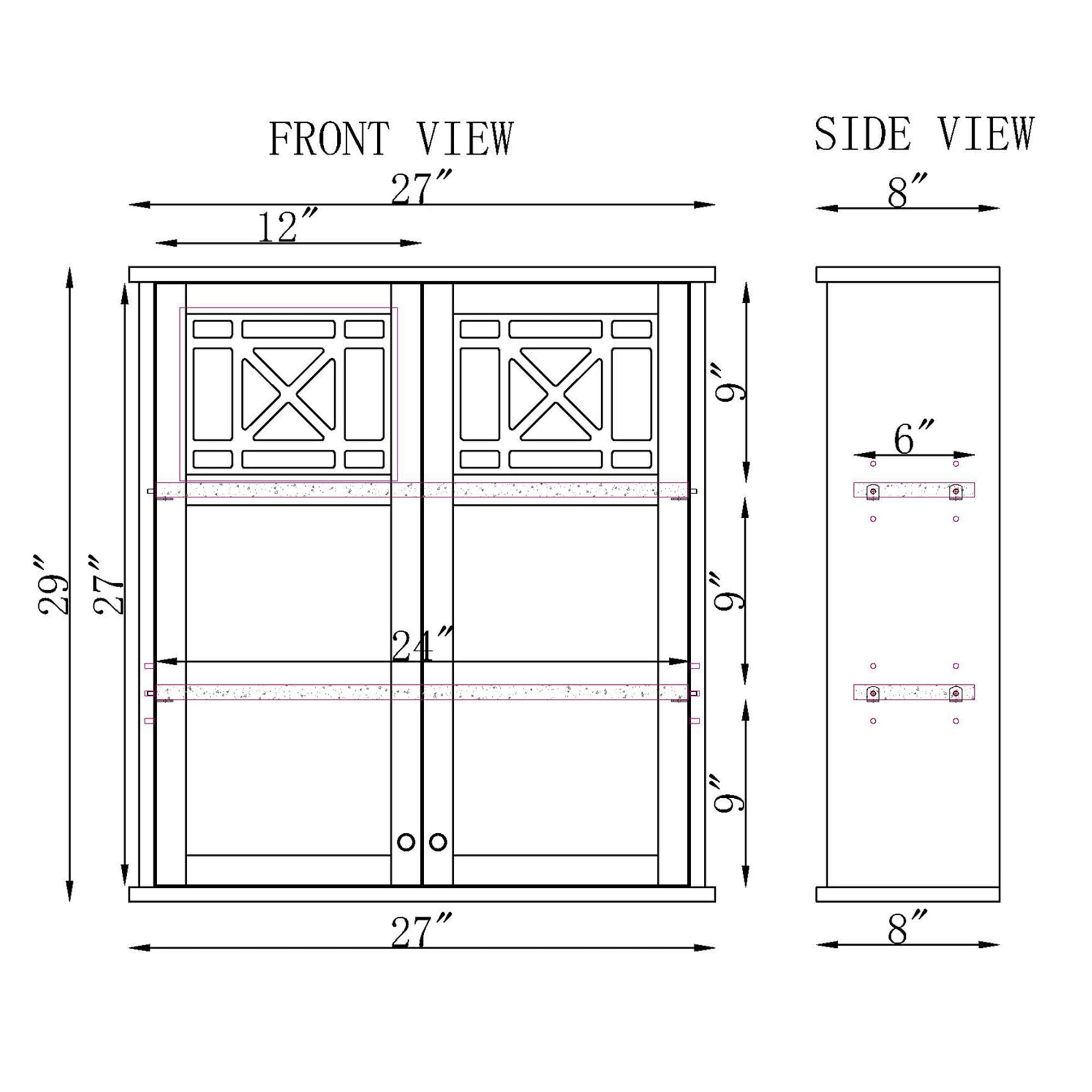 Derby White Wood Wall Mounted Bathroom Storage Cabinet - 27