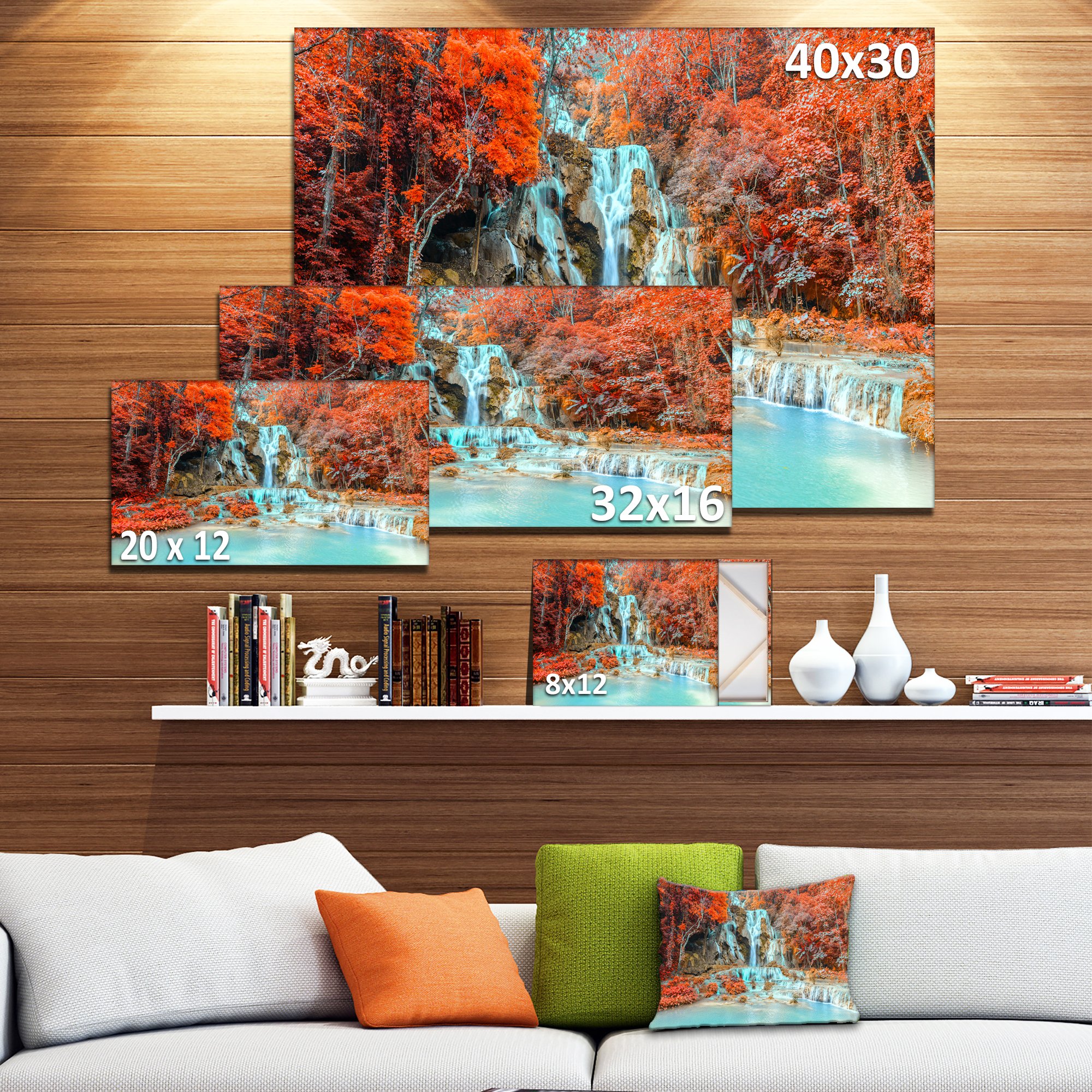 Stunning Rainforest Waterfall Laos Landscape Photography Canvas Print - Nature Wall Art for Living Room, Bedroom & Office Decor
