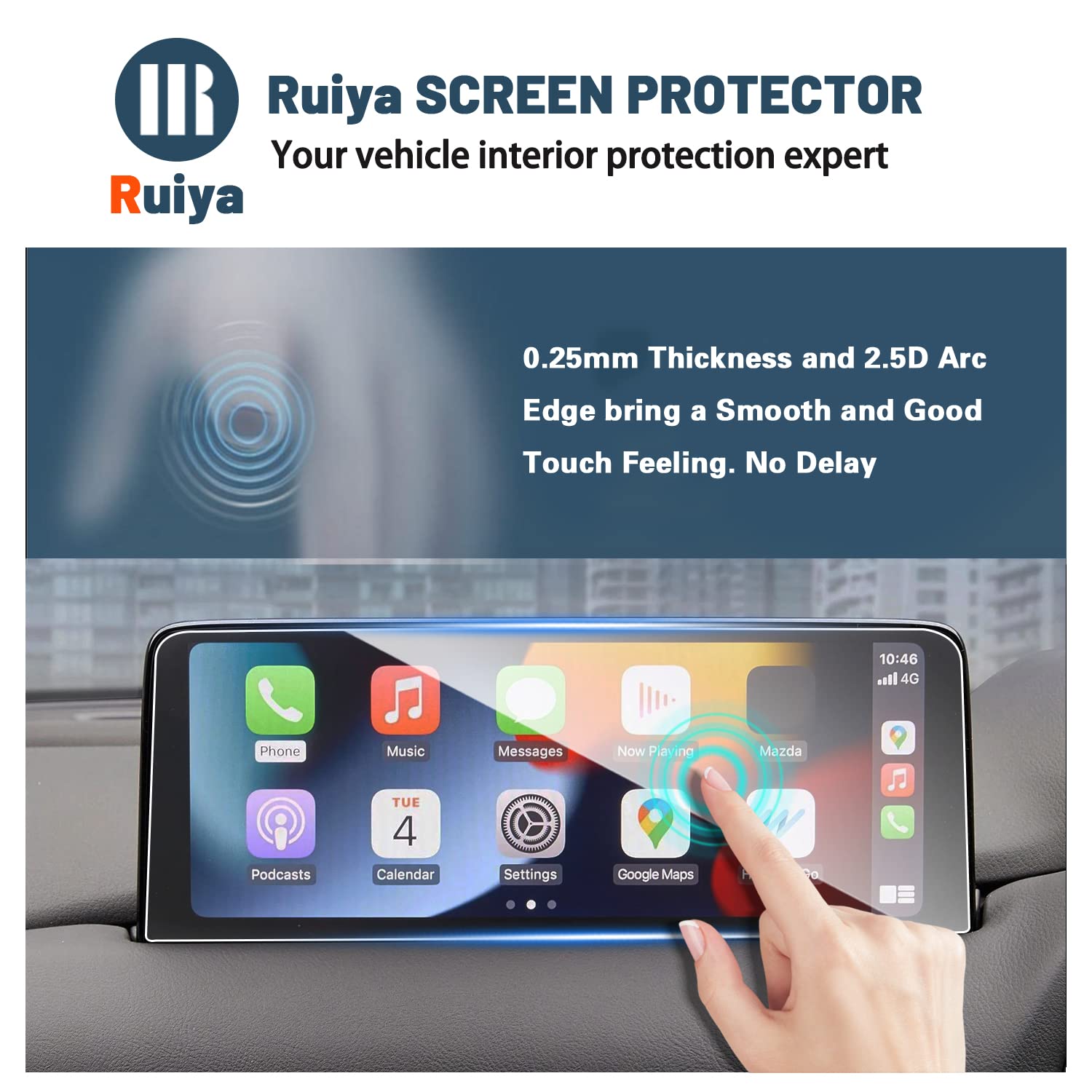 Ruiya 9HD Anti-Glare Tempered Glass Screen Protector for 2021-2025 Mazda CX-5 | 10.25