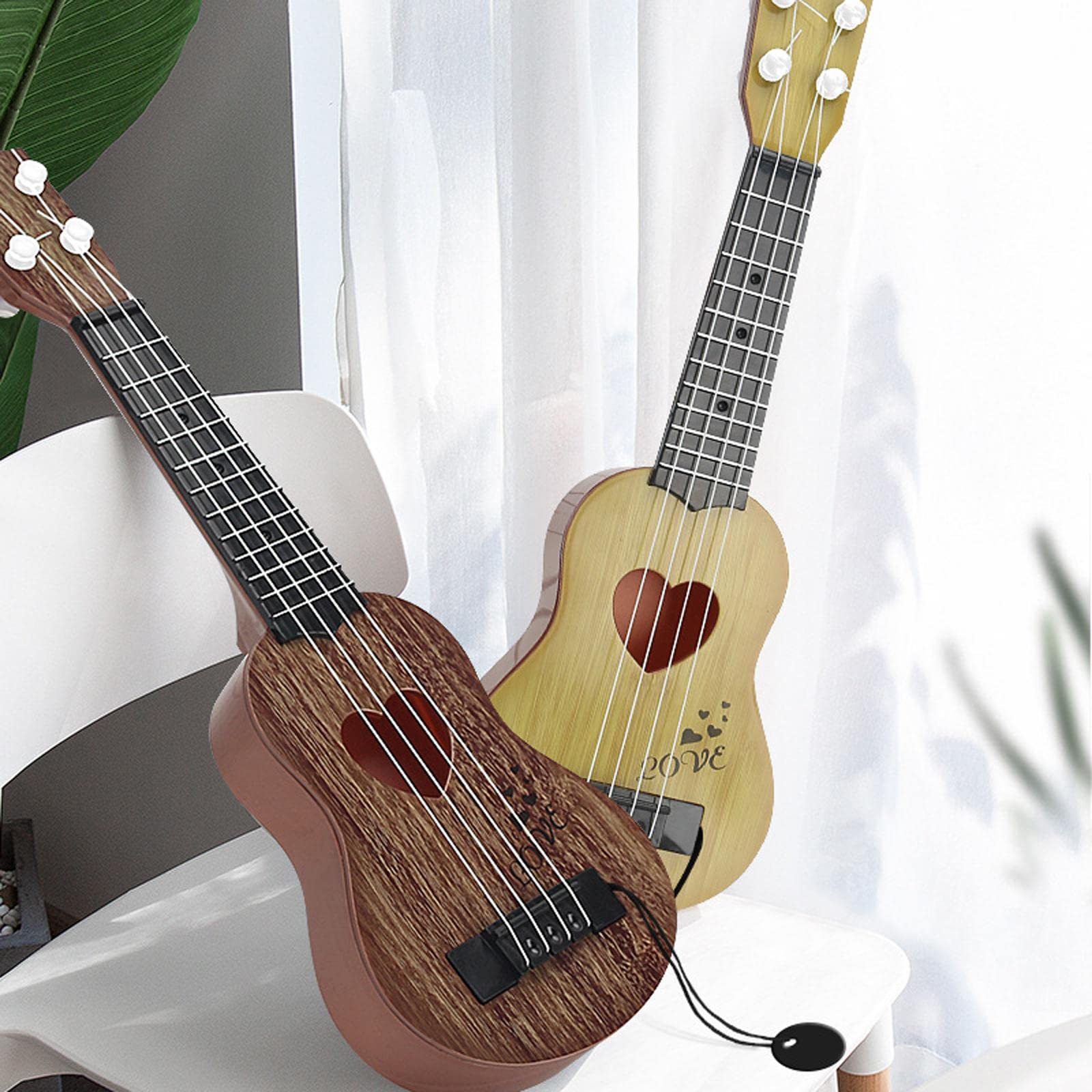 Milageto Kids Ukulele Toy with 4 Adjustable Strings - Brown Mini Guitar for Boys & Girls | Musical Learning Instrument for Children | Perfect for Birthday Gifts, Classroom Activities & Family Music Time