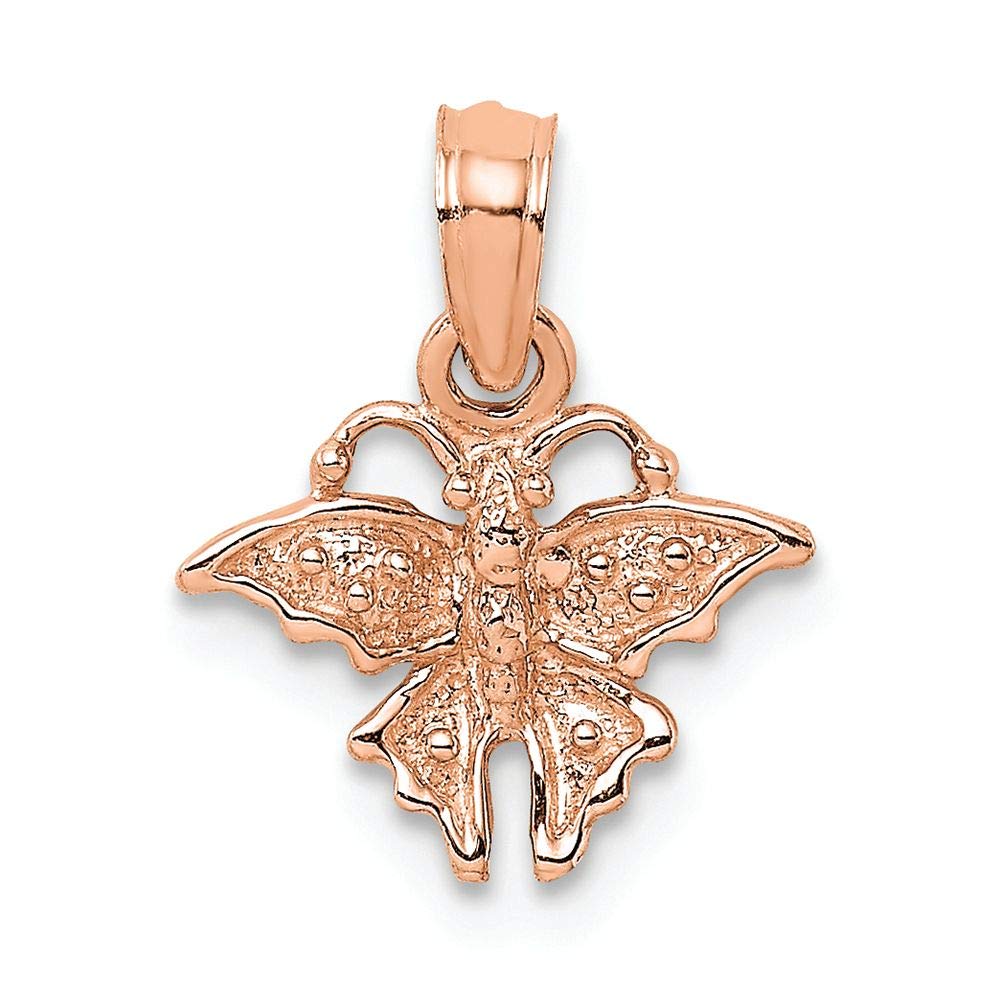 14K Rose Gold Mini Butterfly Charm Pendant - Elegant Textured Jewelry for Necklace, Bracelet & Gift Giving | FJC Finejewelers