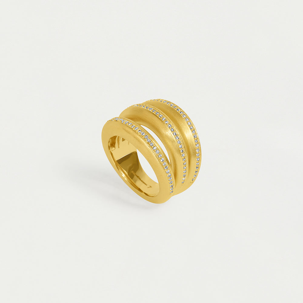 Dauphine Pave Stacking Ring Set - Elegant Gold Plated Stackable Rings for Women - Perfect for Layering, Everyday Wear & Special Occasions