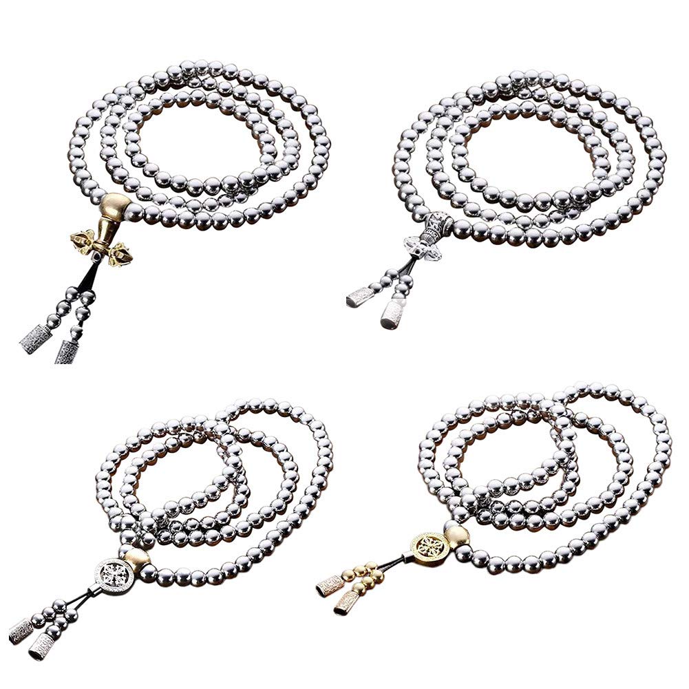 Stainless Steel Cross Necklace for Men - 108 Buddha Beads Chain with Adjustable Length | Perfect for Meditation, Yoga, Fashion Accessories & Spiritual Gifts