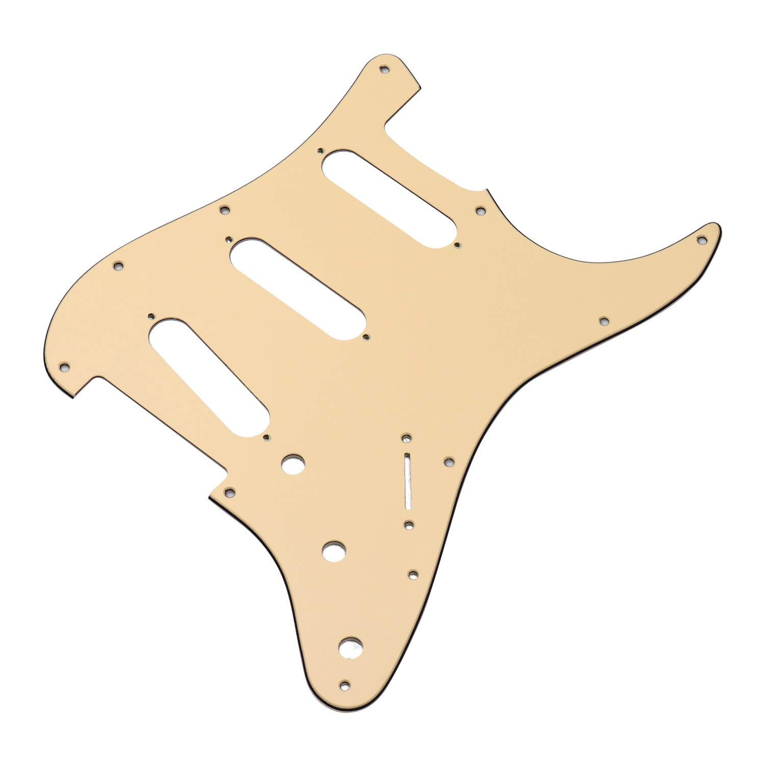11 Hole Standard Guitar Pickguard - 3 Ply Panels with Screws for ST Style Guitars | Yellow | Perfect for Electric Guitar Upgrades & Repairs