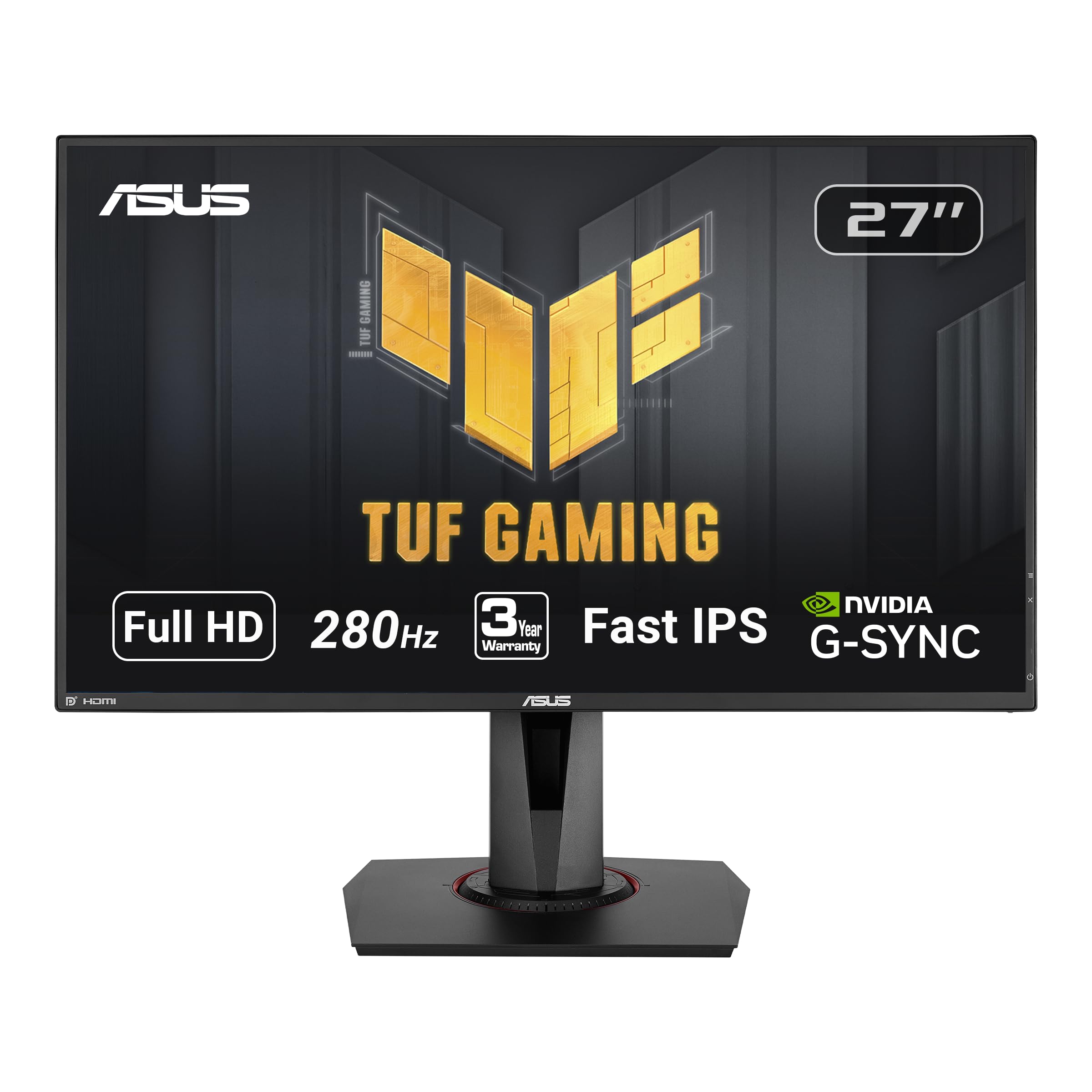ASUS TUF Gaming VG279QM 27-inch HDR Gaming Monitor - Full HD 1080p (1920x1080), 280Hz Refresh Rate, 1ms Response Time, Fast IPS, G-SYNC Compatible, ELMB Sync, DisplayHDR 400 - Perfect for Competitive Esports, FPS Gaming & Immersive Entertainment (Black)