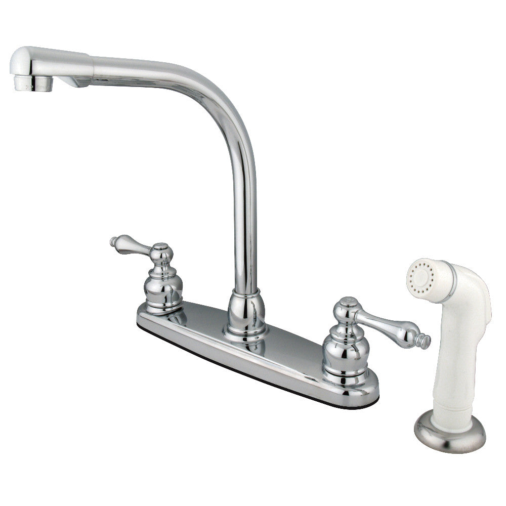 Kingston Brass KB716AL Victorian Centerset Kitchen Faucet - Polished Nickel, Single Handle, High Arc Design for Modern & Traditional Kitchens | Perfect for Washing Dishes, Filling Pots & Daily Kitchen Tasks